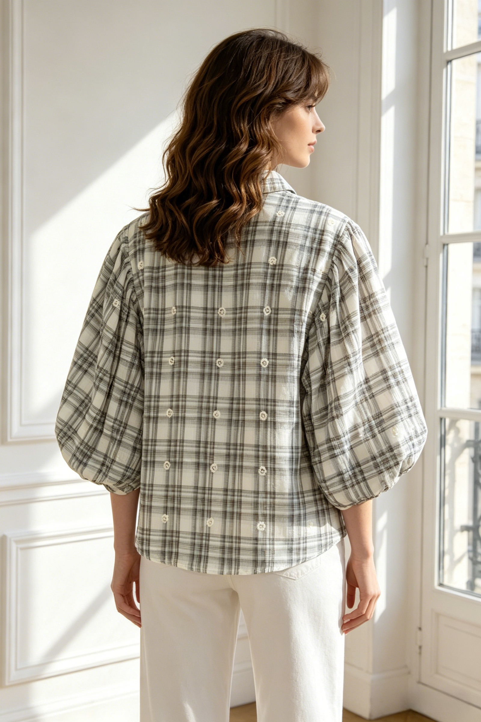 Embroidered checkered shirt - Image 3