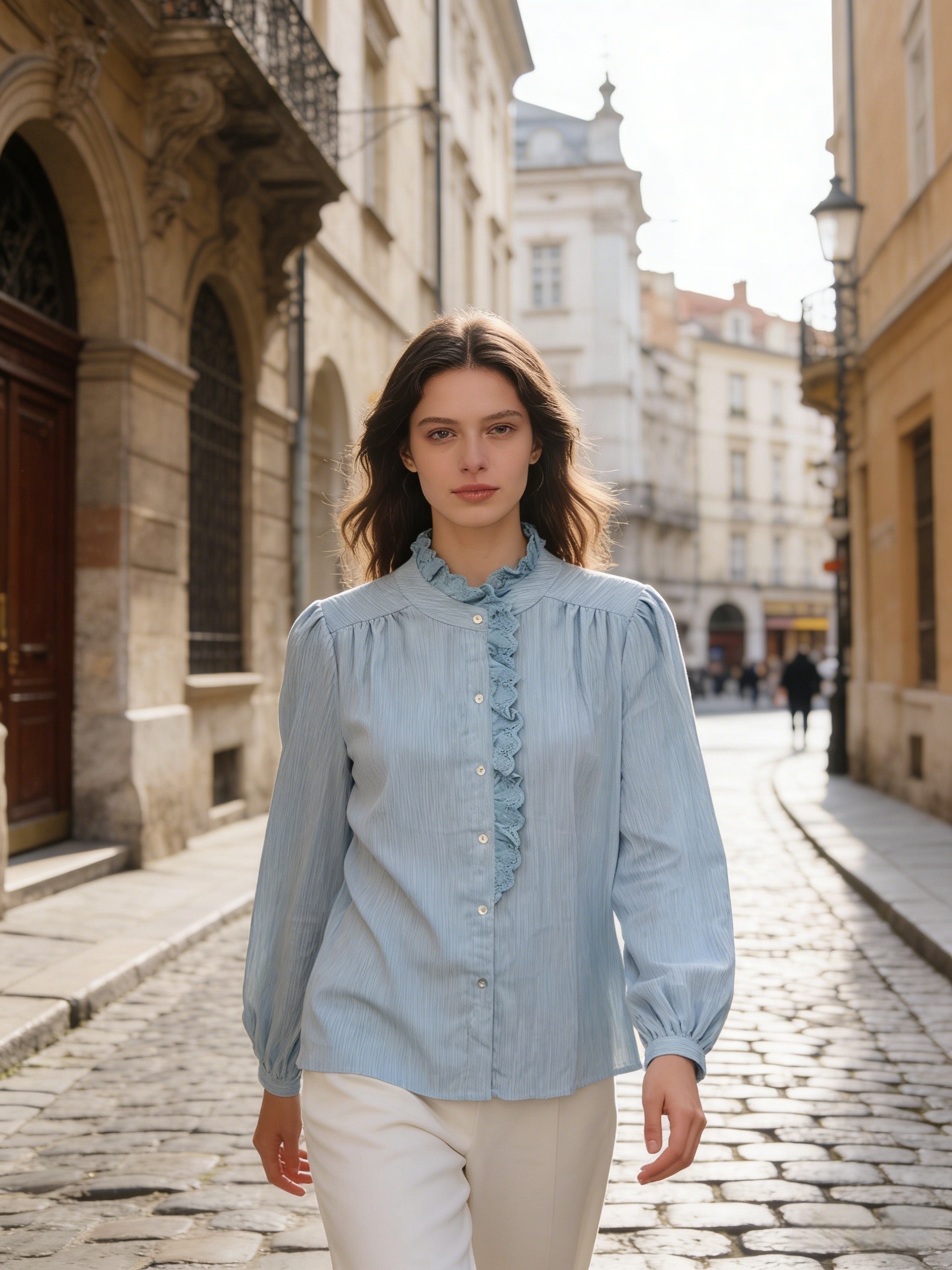Camisa a rayas con cuello victoriano - Image 9