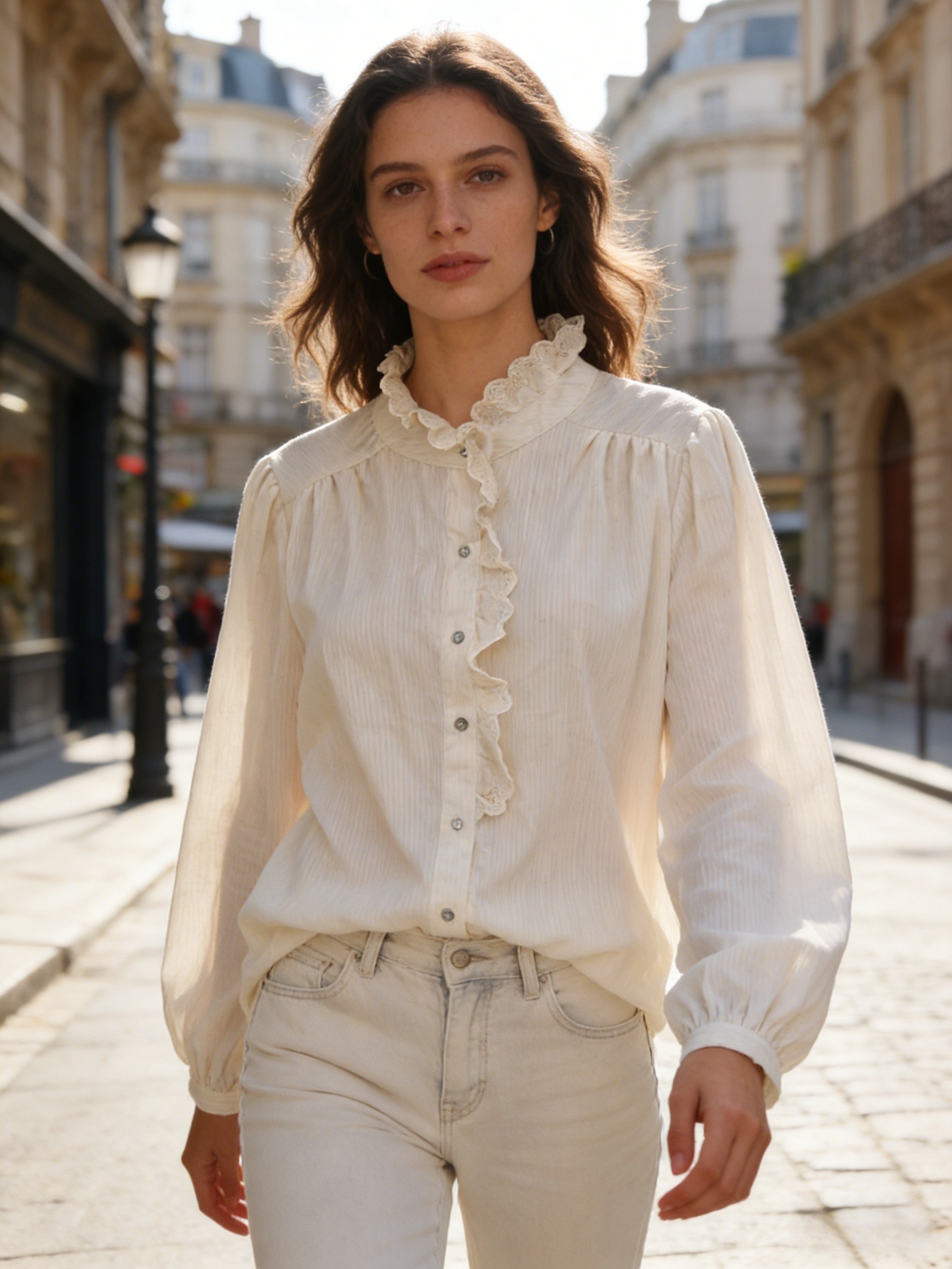 Camisa a rayas con cuello victoriano - Image 7