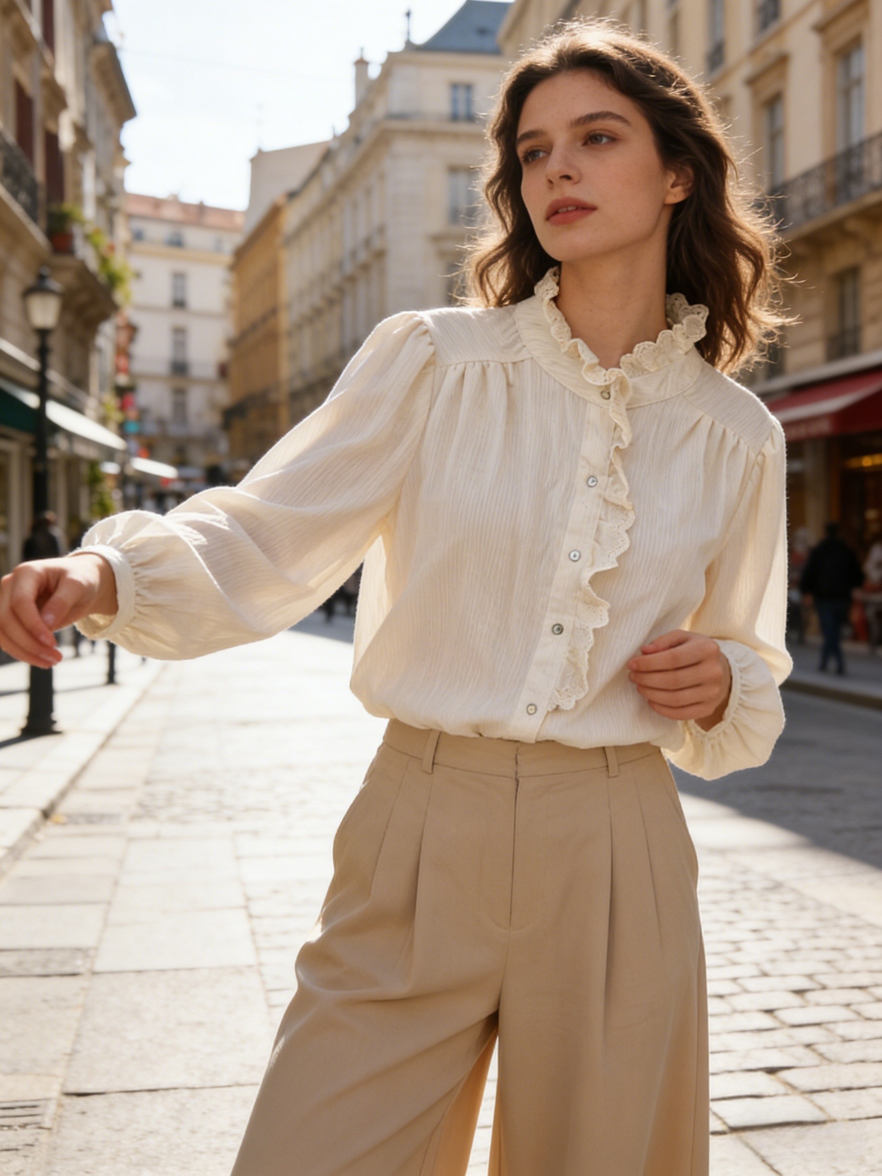 Camisa a rayas con cuello victoriano - Image 3
