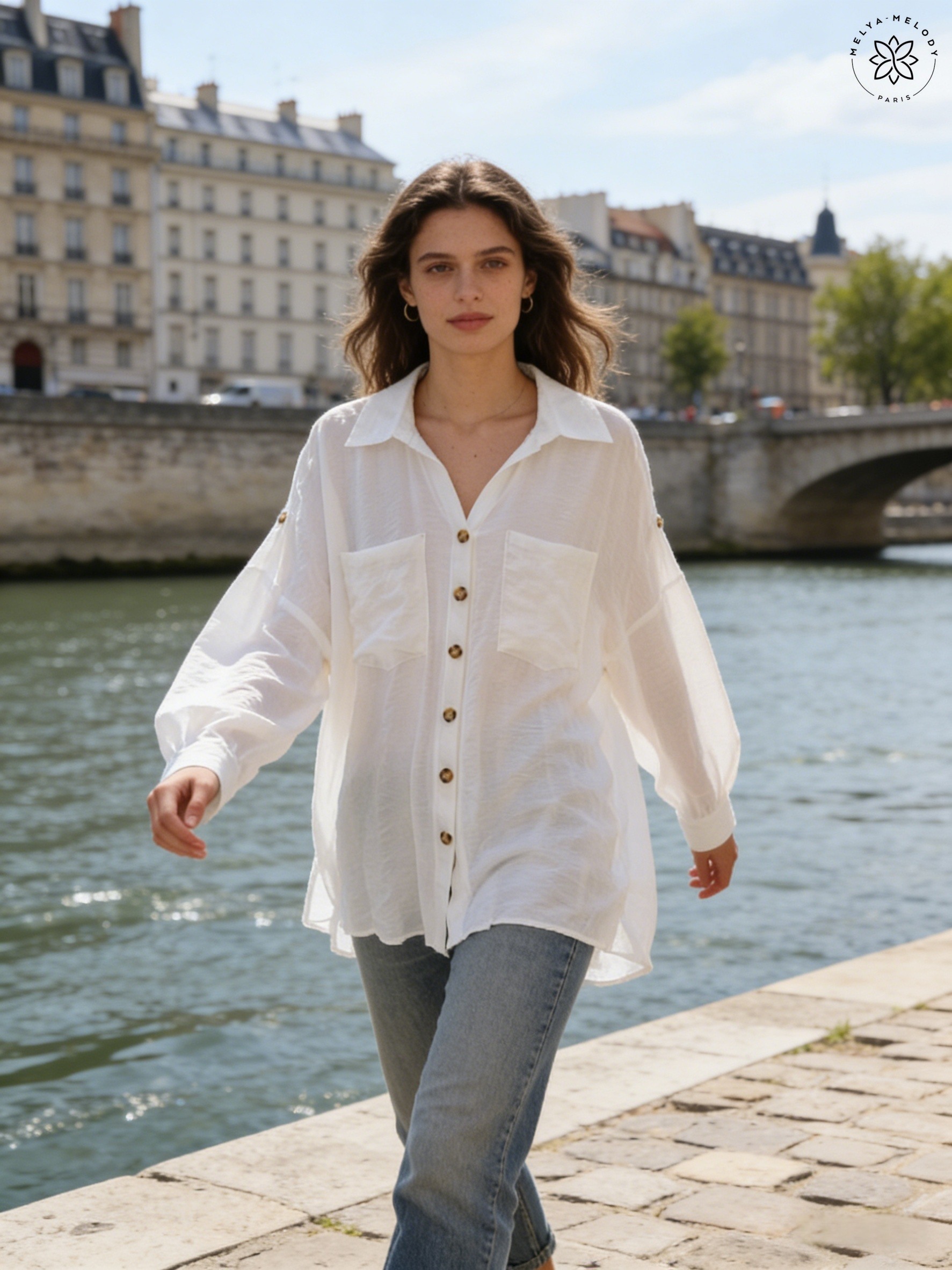 Fließende Bluse mit Taschen in Übergröße - Image 14