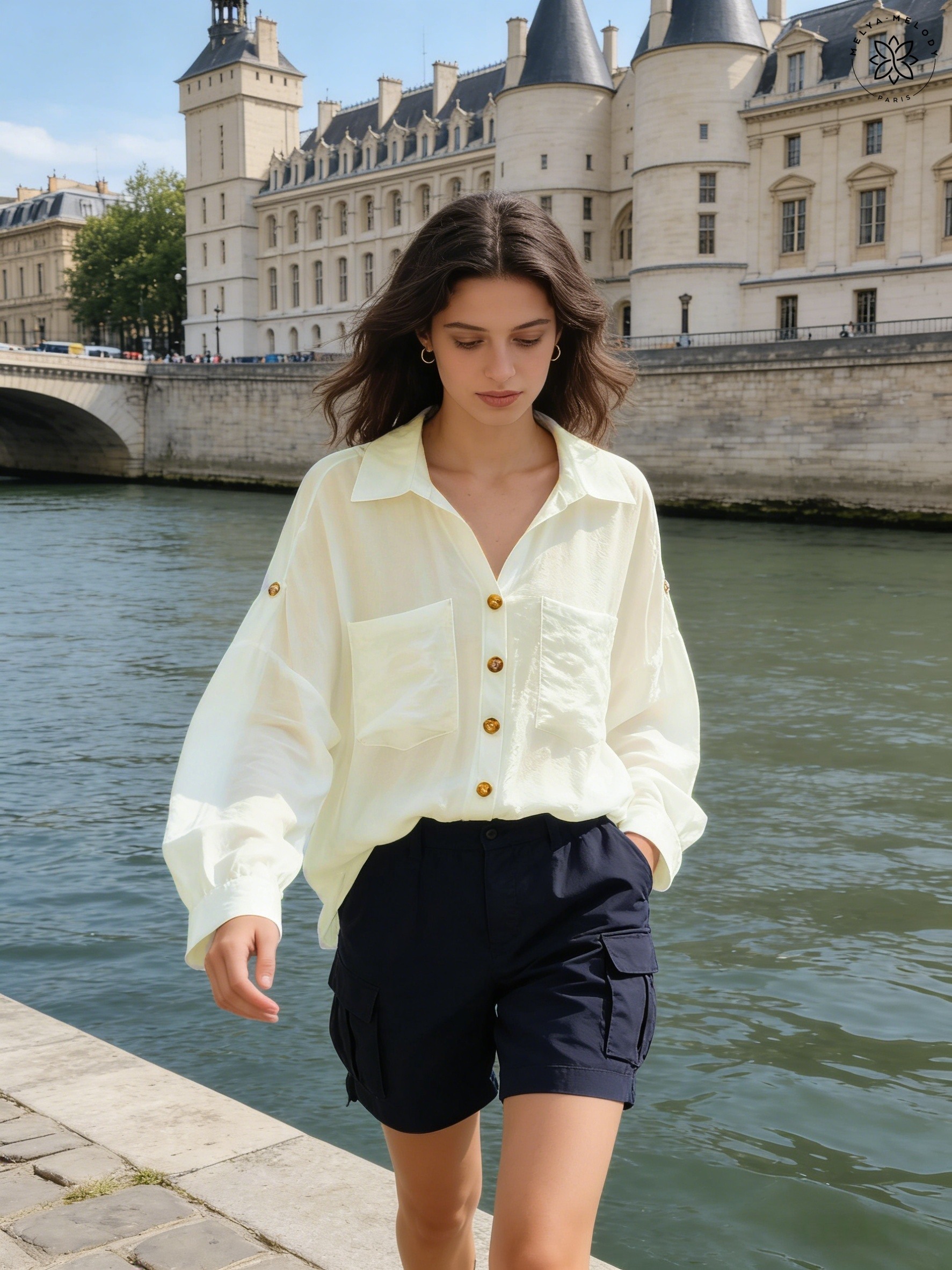 Fließende Bluse mit Taschen in Übergröße - Image 10