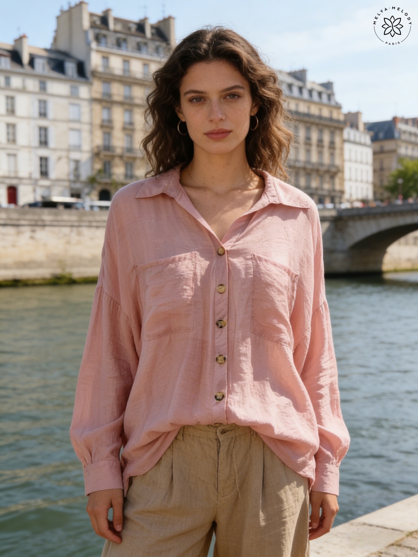 Fließende Bluse mit Taschen in Übergröße - Image 11