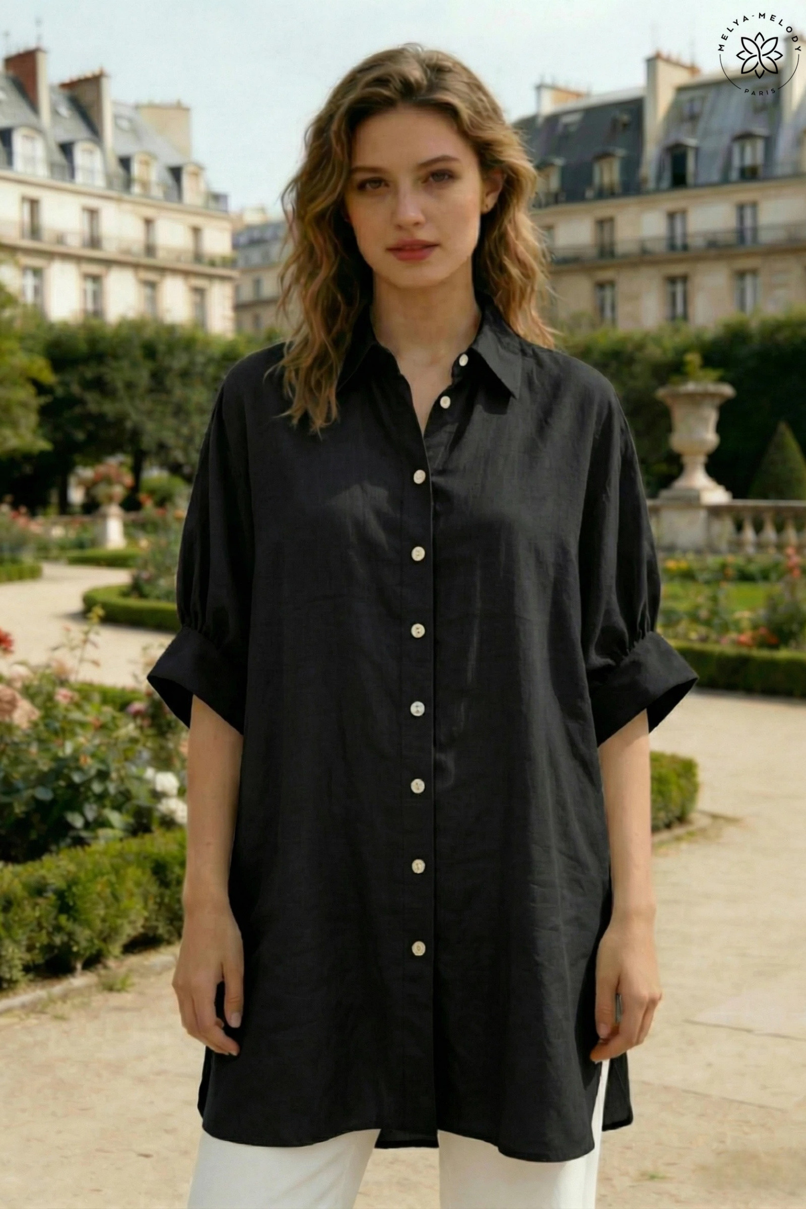 Camisa lisa de manga corta Talla Grande - Image 1