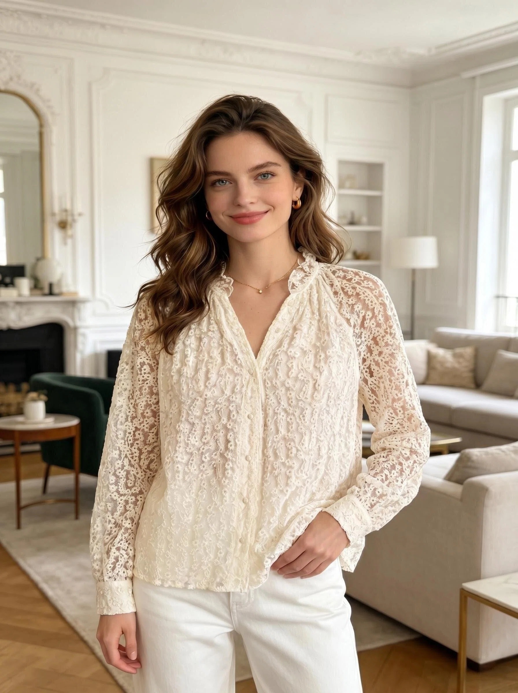 Mayorista Melya Melody - Blusa de encaje de margarita