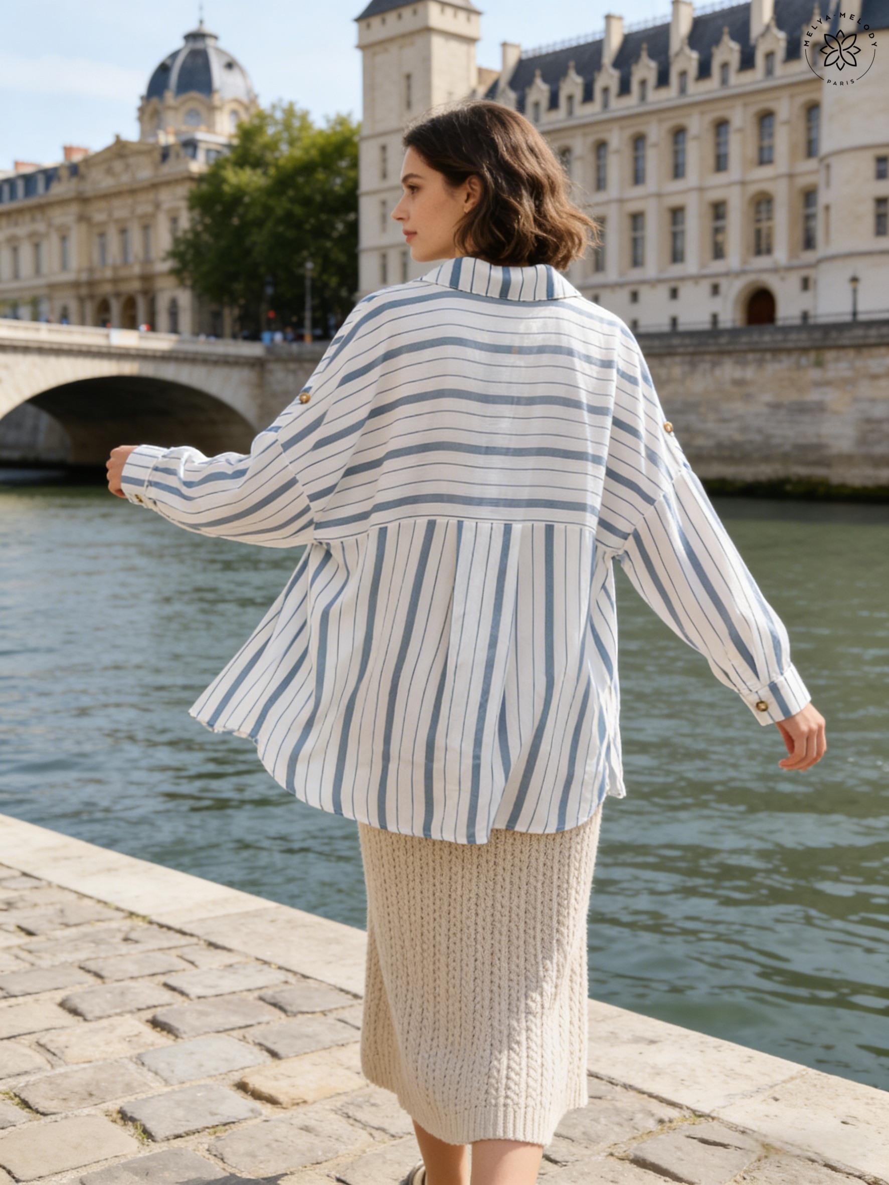 Striped tunic shirt with pockets - Image 12