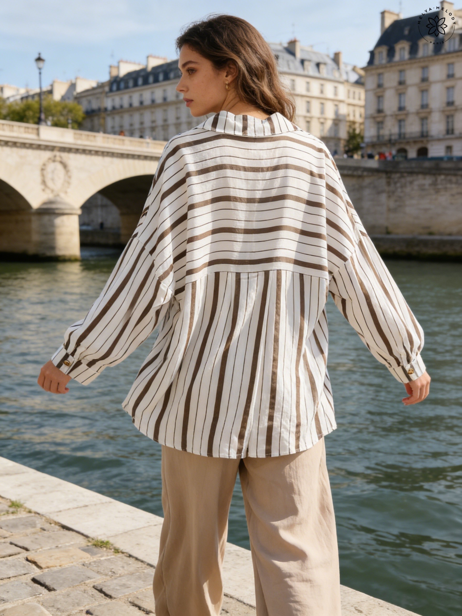 Striped tunic shirt with pockets - Image 9
