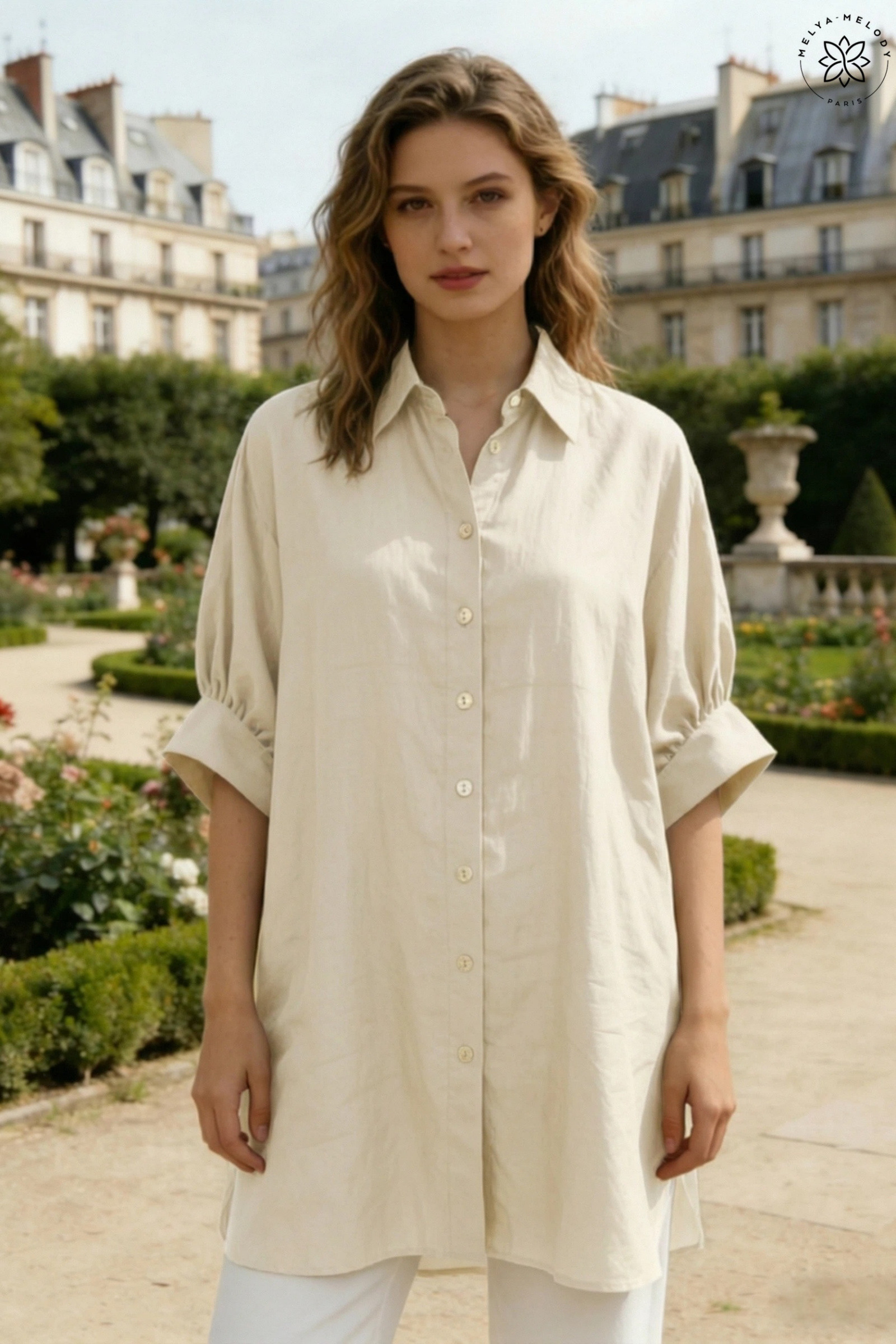 Chemise fluide longue unis coupe ample - Image 3
