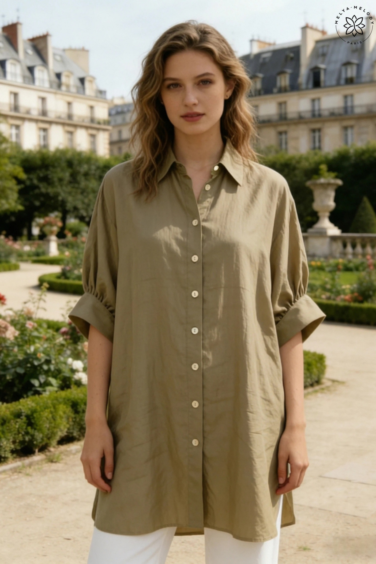 Chemise fluide longue unis coupe ample - Image 4