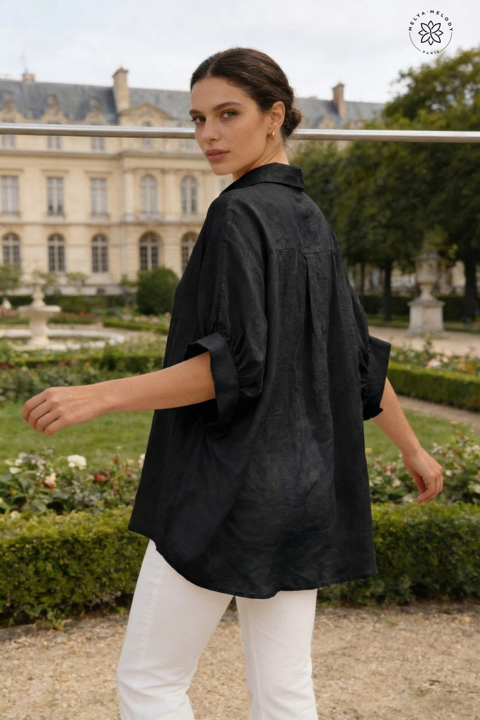Chemise fluide longue unis coupe ample - Image 6