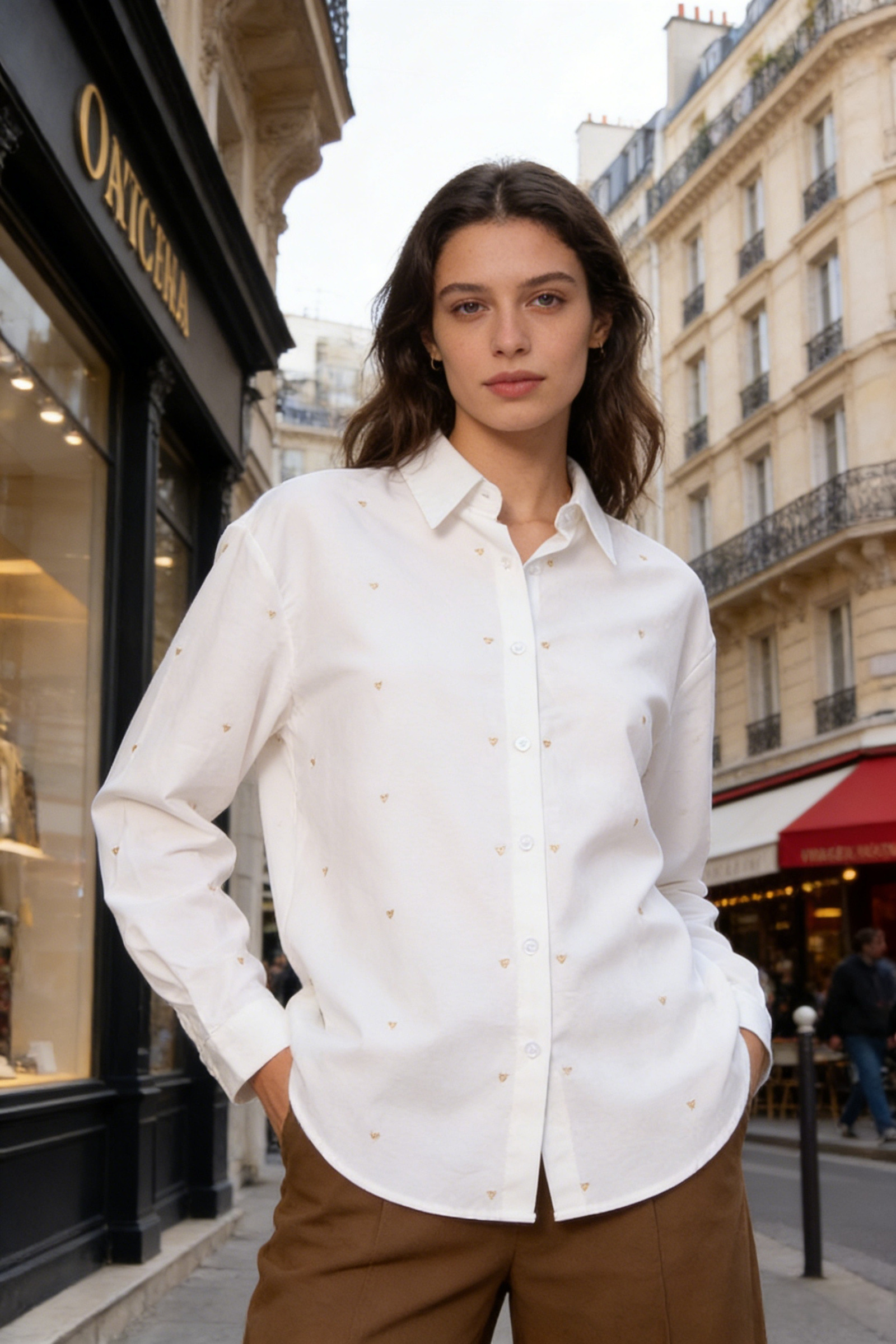 Solid Shirt with Heart Pattern - Image 4