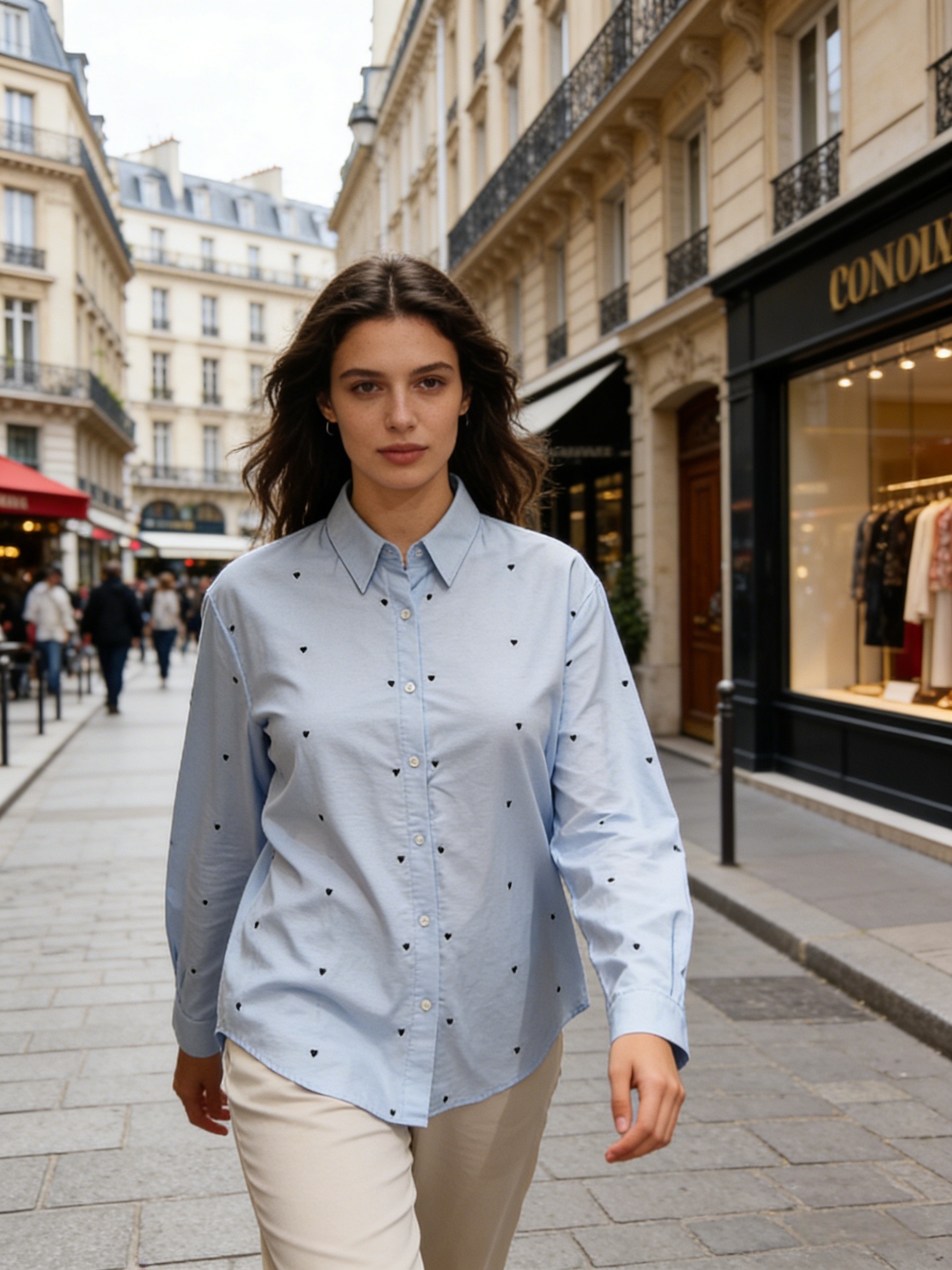 Solid Shirt with Heart Pattern - Image 3