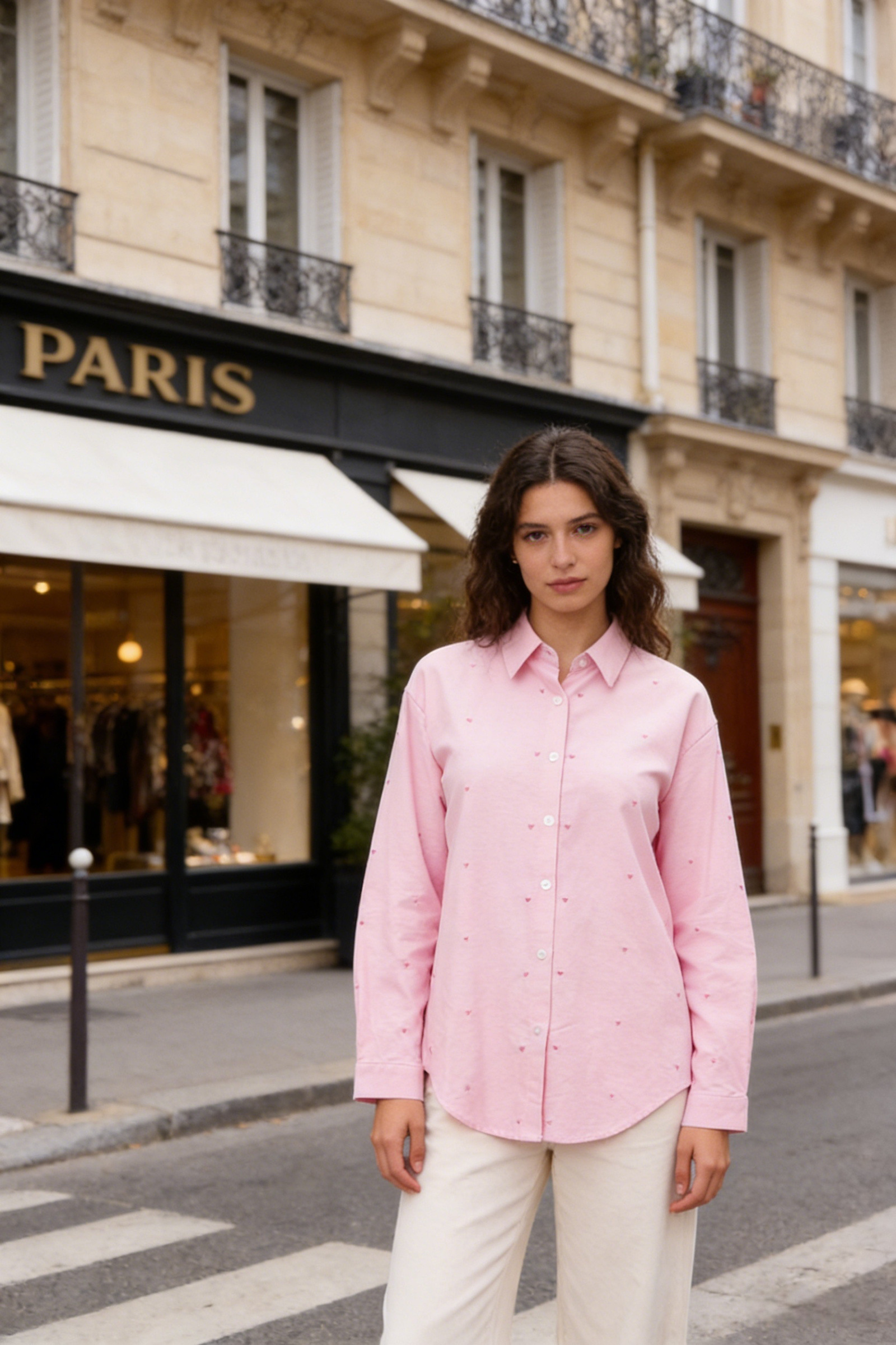 Solid Shirt with Heart Pattern - Image 2