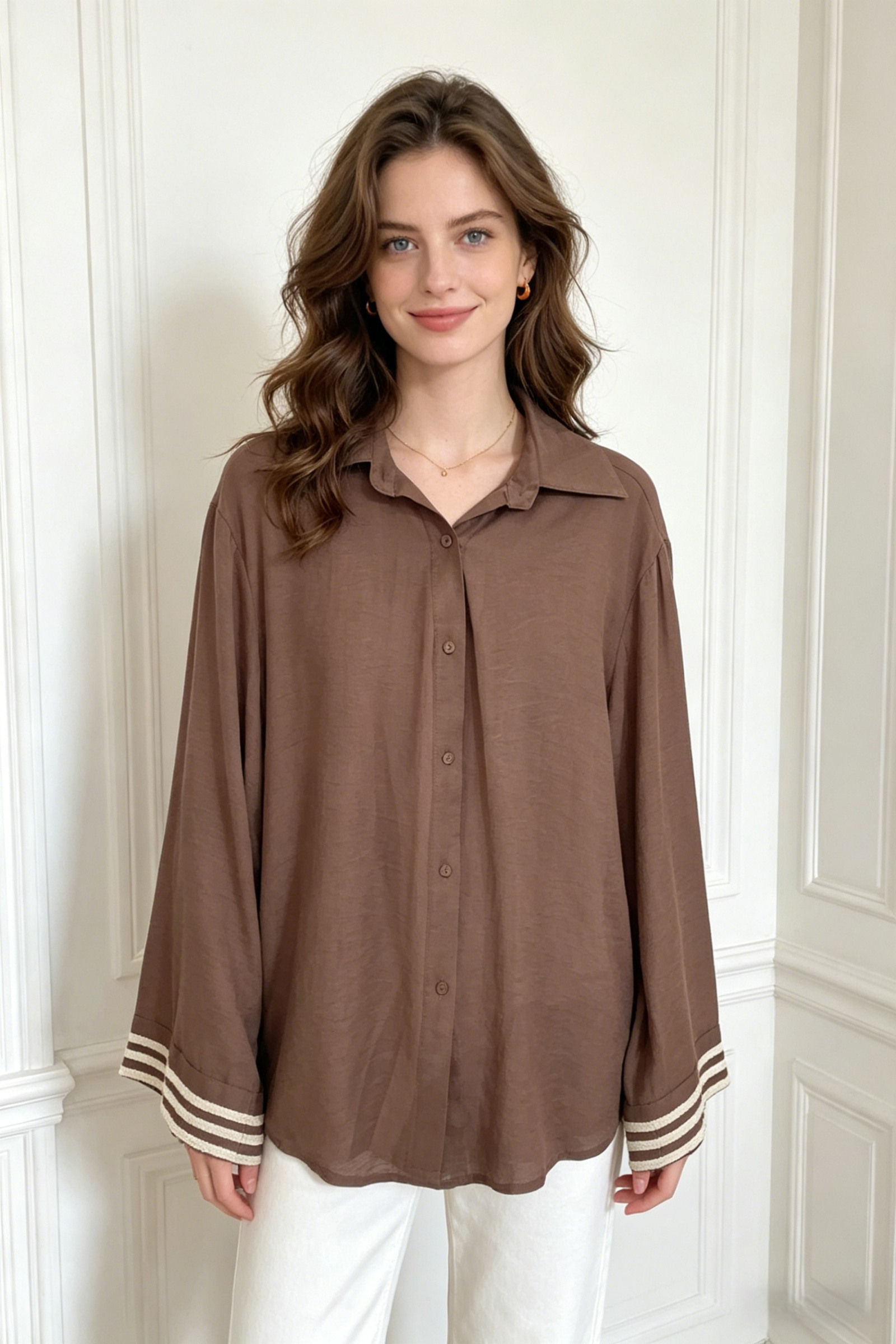 Camicia a maniche lunghe tinta unita - Image 2