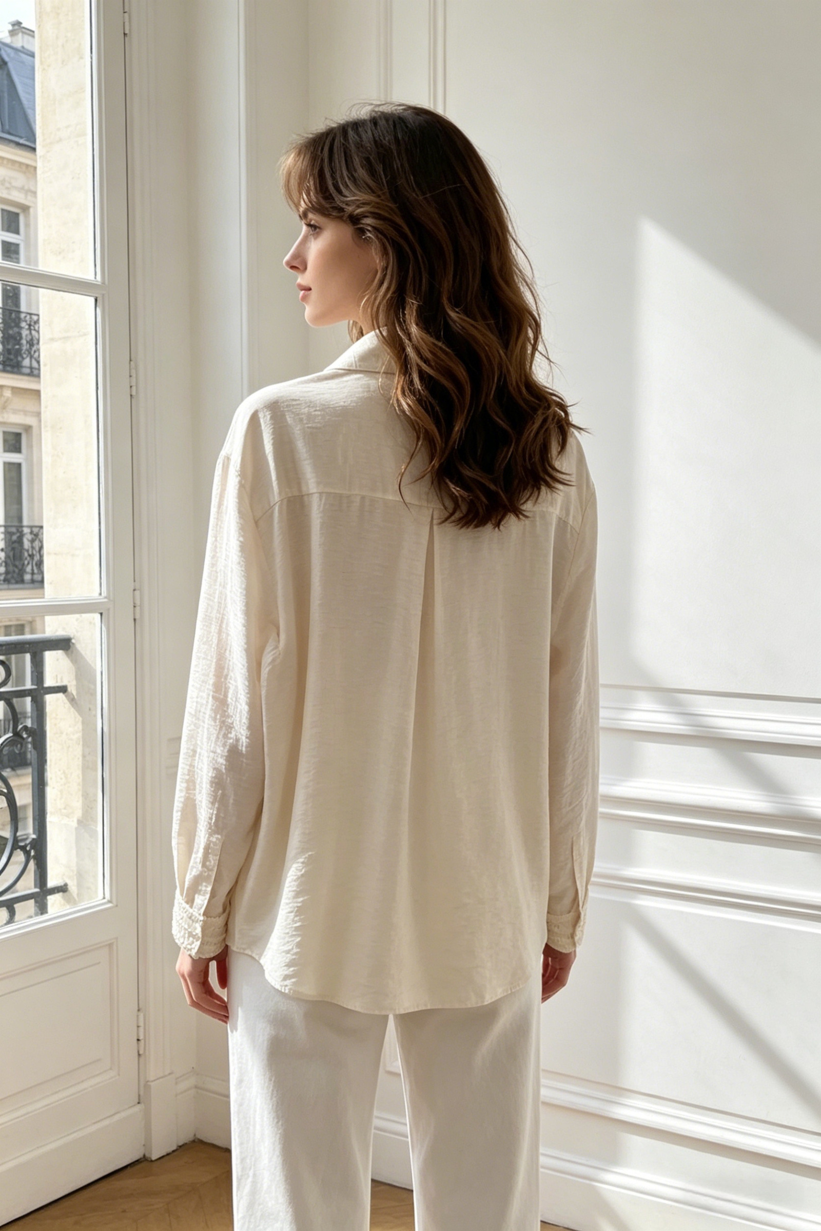 Camicia a maniche lunghe tinta unita - Image 5