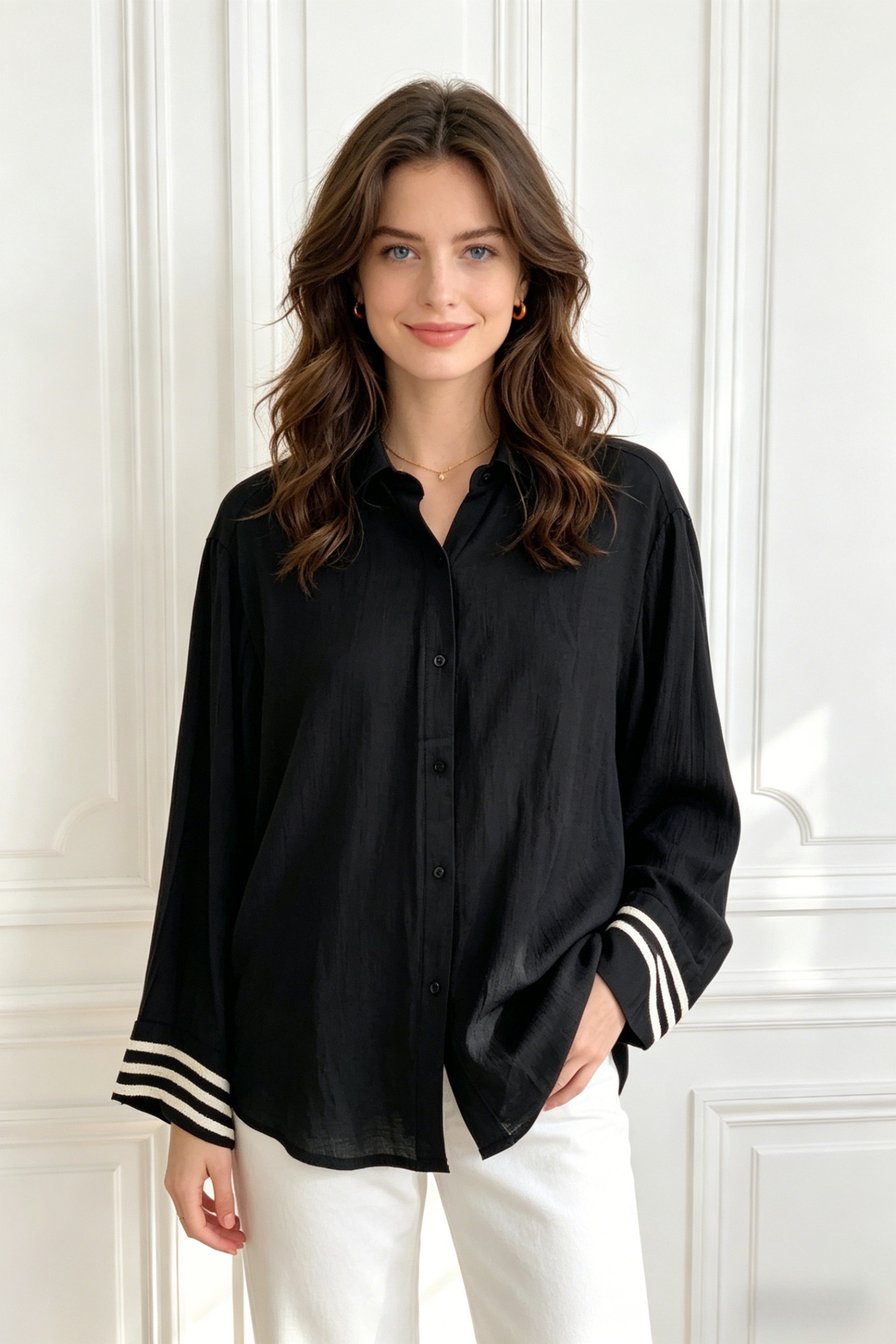 Camicia a maniche lunghe tinta unita - Image 3