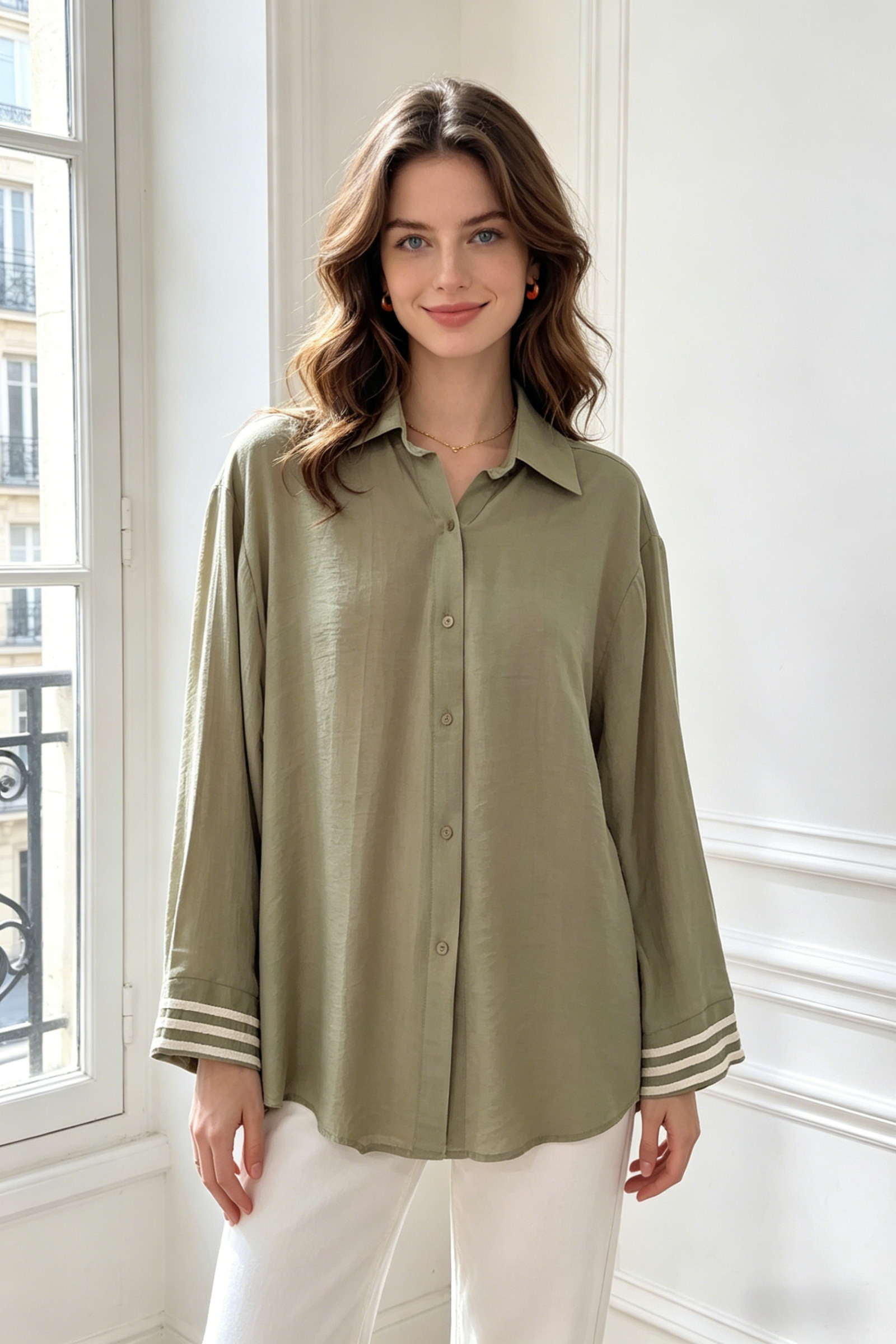 Camicia a maniche lunghe tinta unita - Image 8