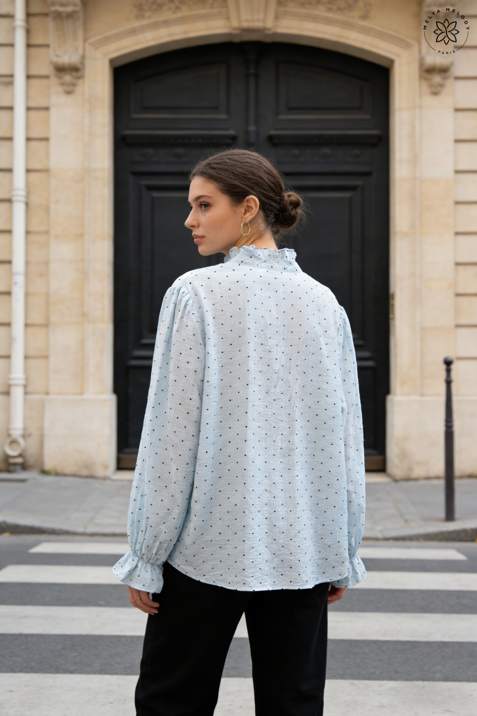 Polka dot lantern sleeve shirt - Image 2