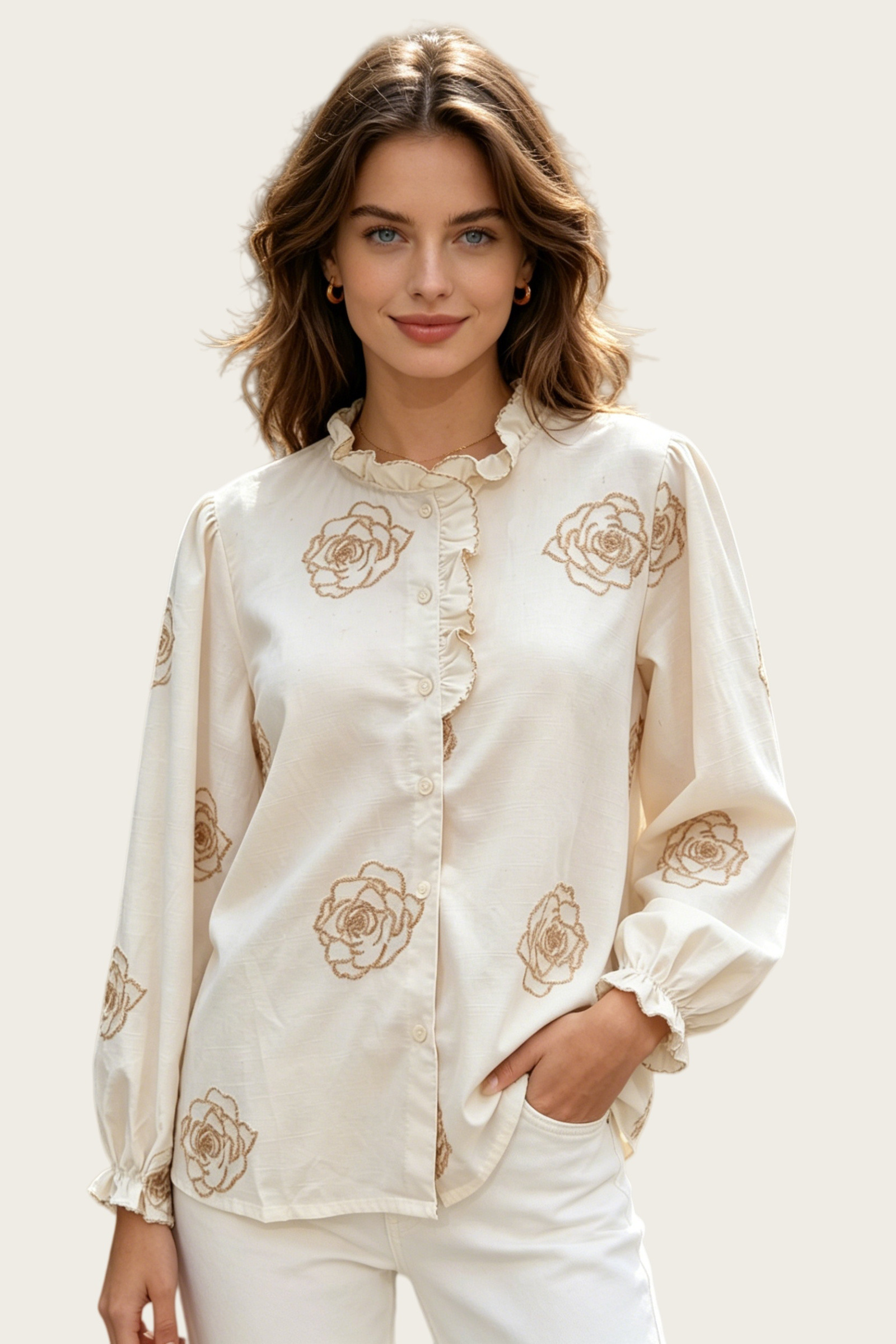 Top manches à volants et broderies - Image 2