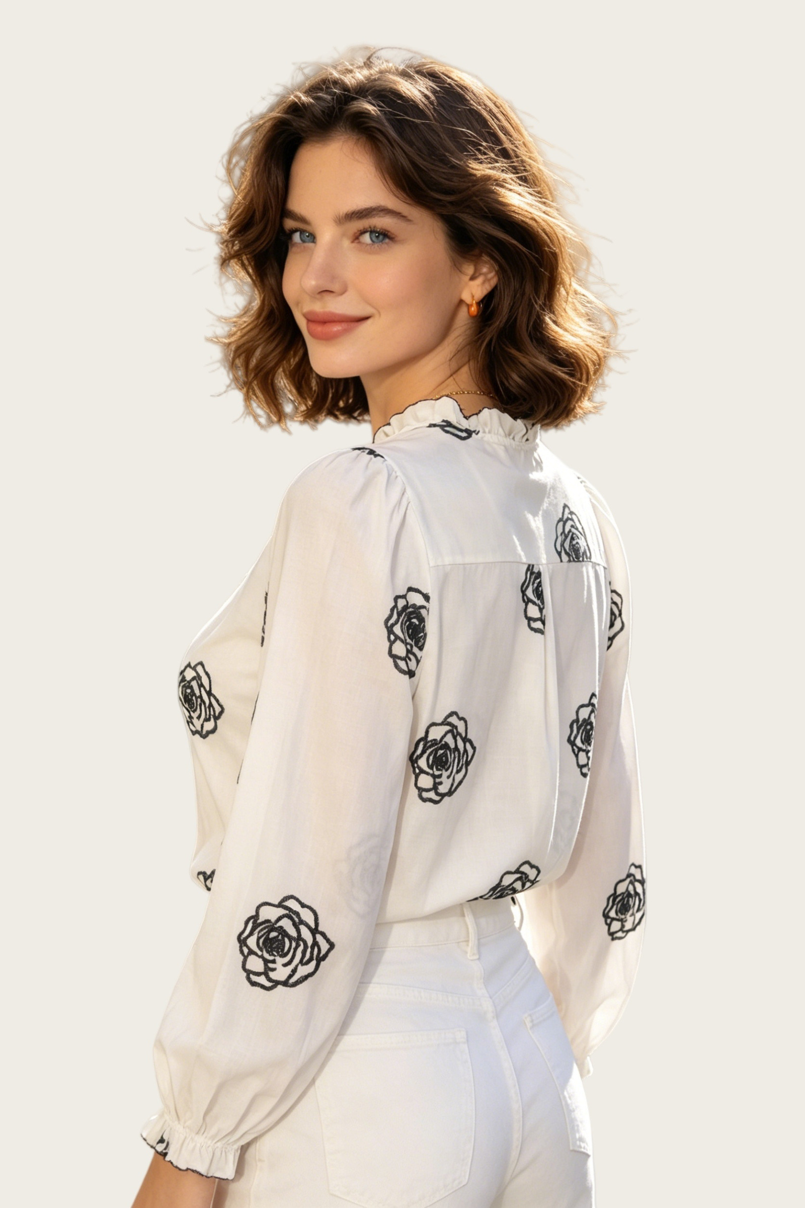 Top manches à volants et broderies - Image 3