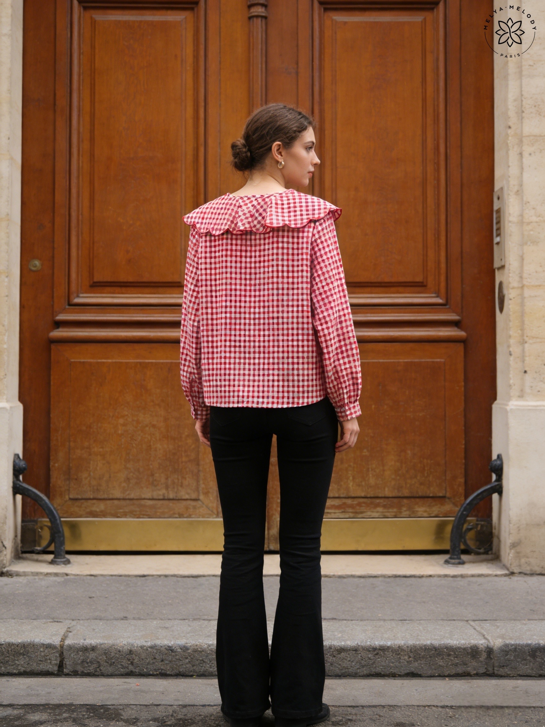 Chemise Vichy avec col claudine - Image 7