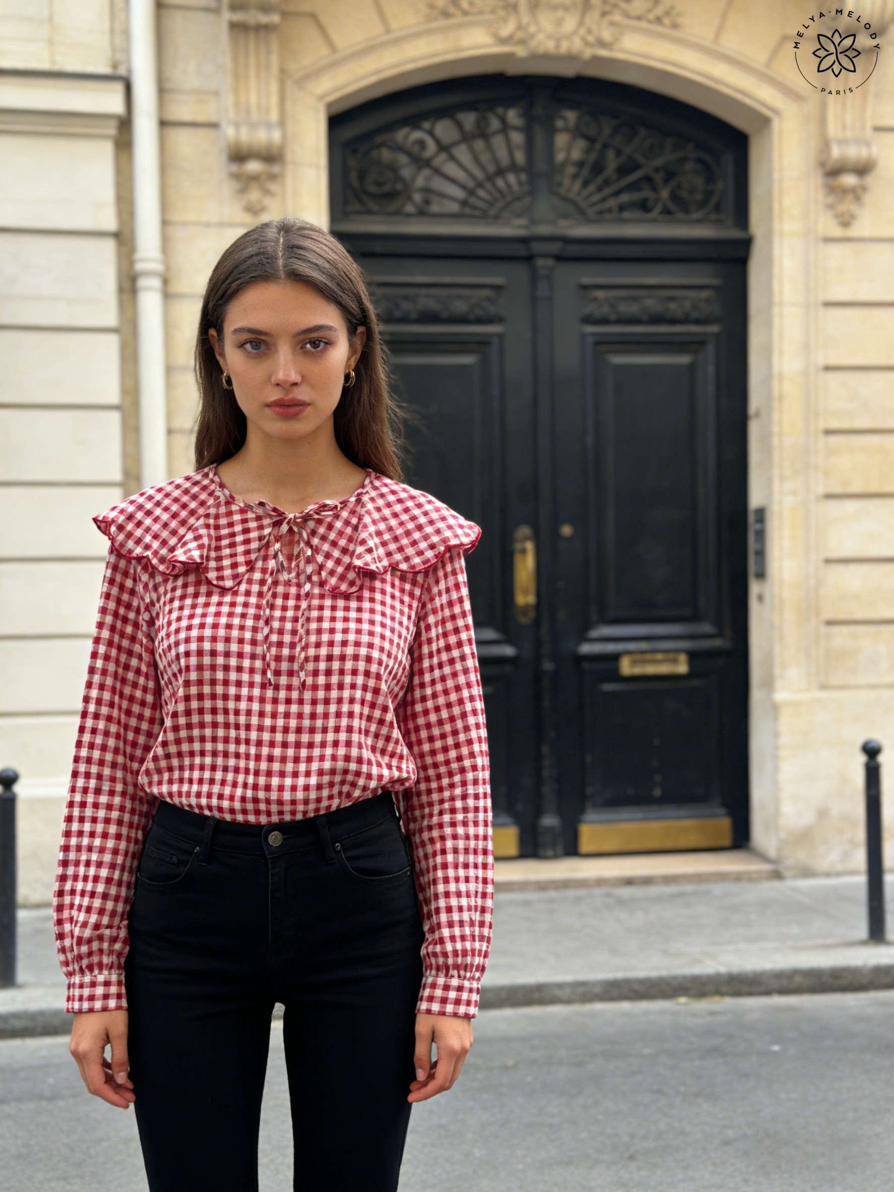 Chemise Vichy avec col claudine - Image 5