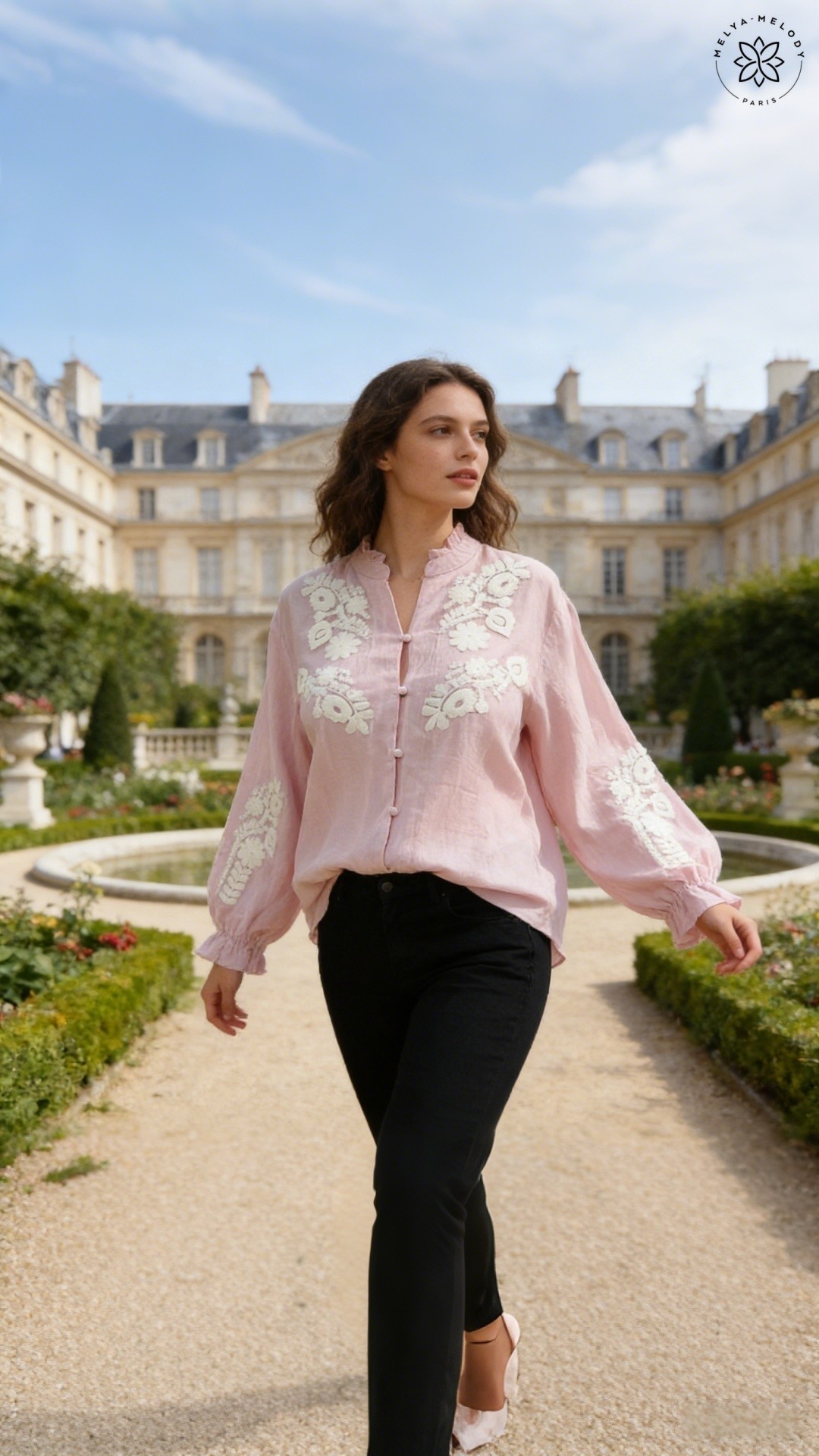 Embroidered shirt with Victorian collar - Image 6