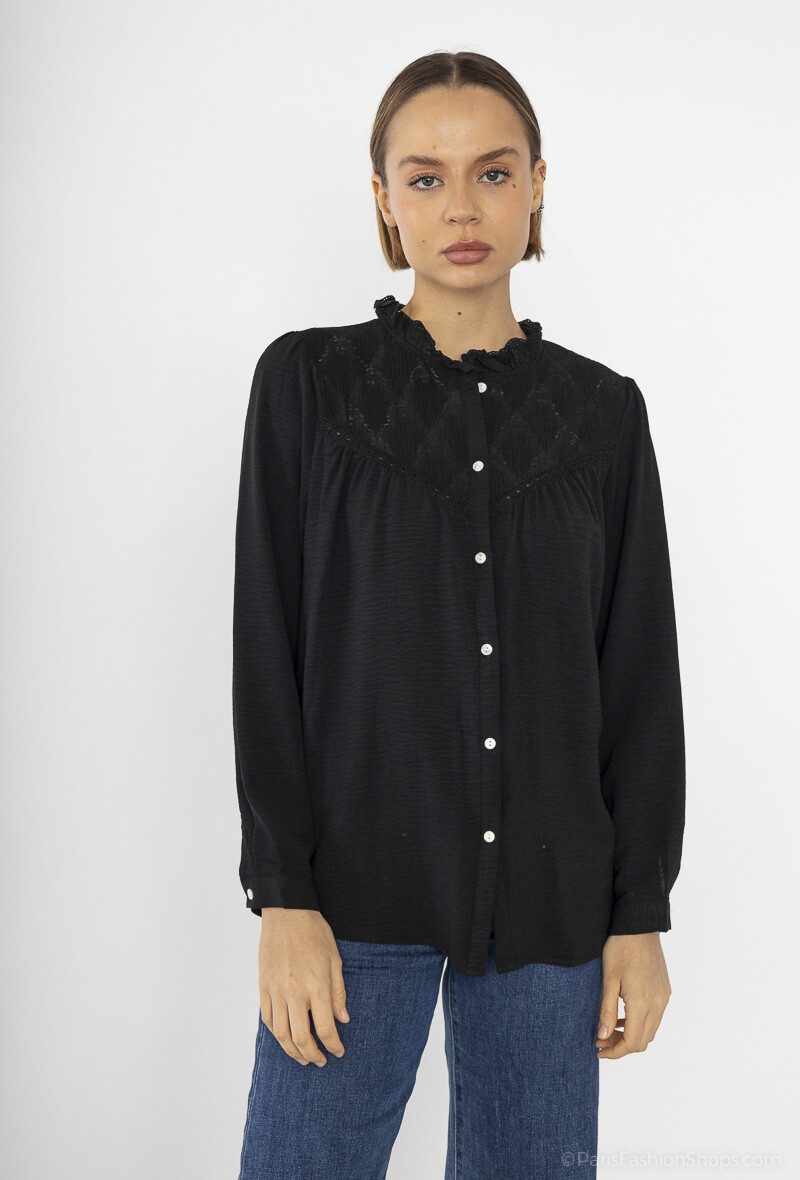 Camicia in pizzo a tinta unita - Image 1
