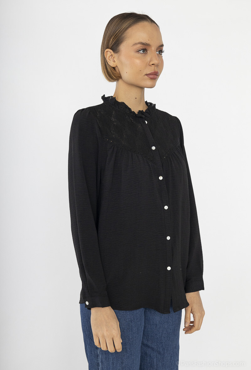Camicia in pizzo a tinta unita - Image 3