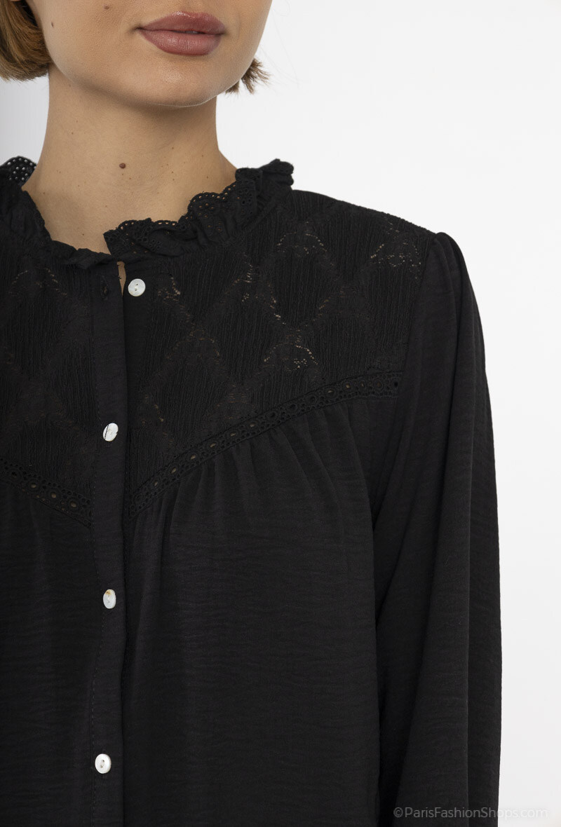 Camicia in pizzo a tinta unita - Image 2
