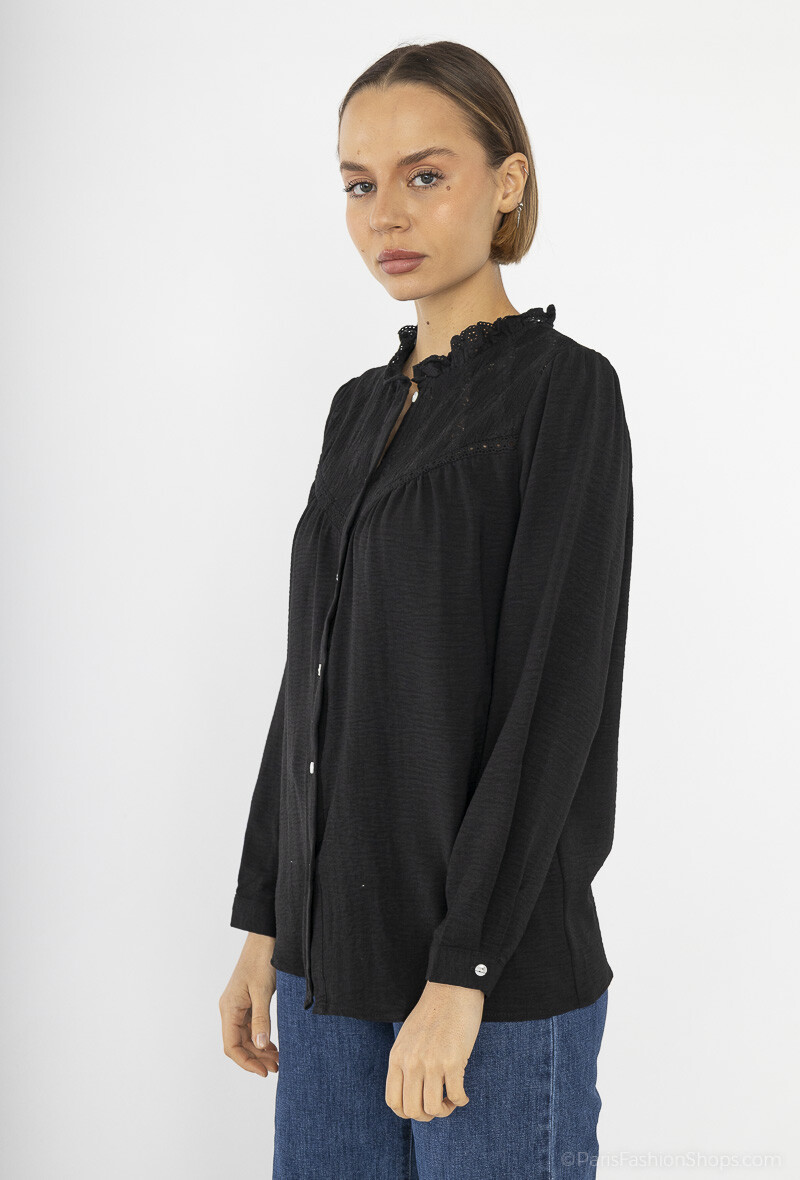 Camicia in pizzo a tinta unita - Image 5