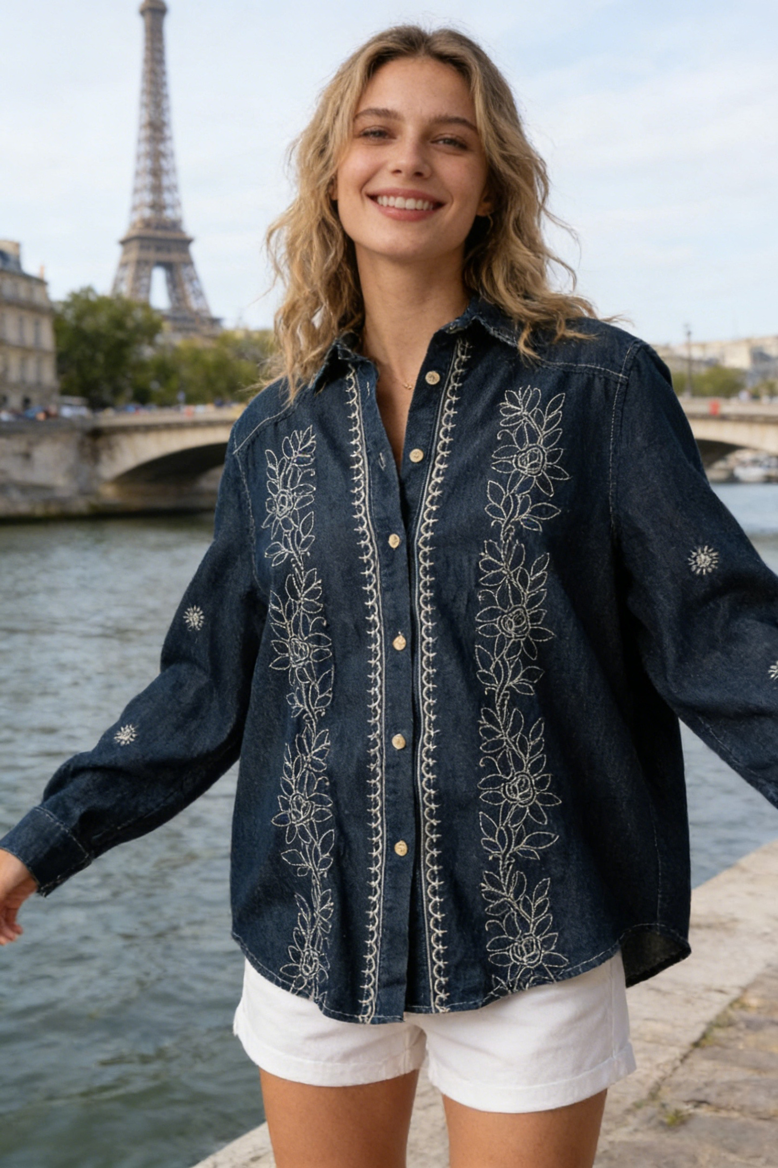 Embroidered Denim Shirt - Image 2