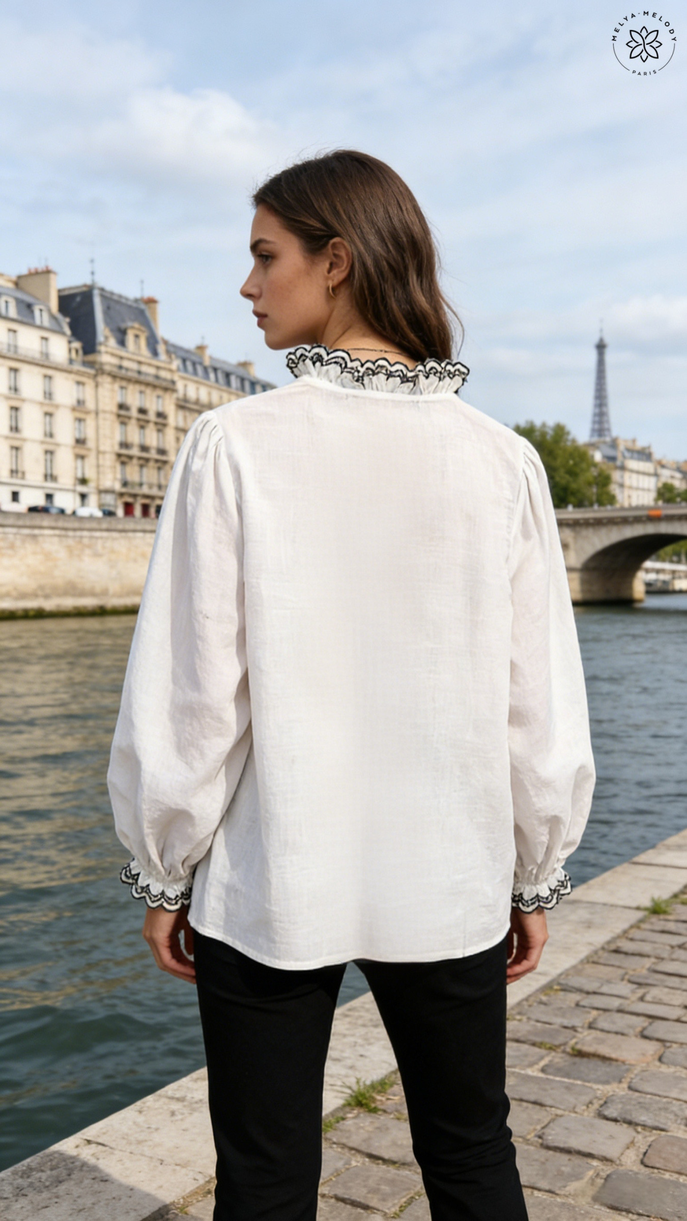 Camisa bordada con mangas de farol - Image 6