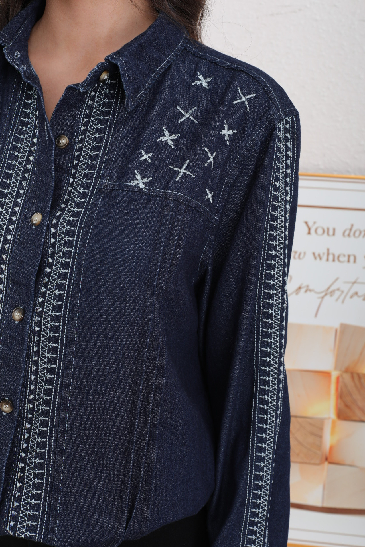 Chemise Jean brodé à motif rayé - Image 3
