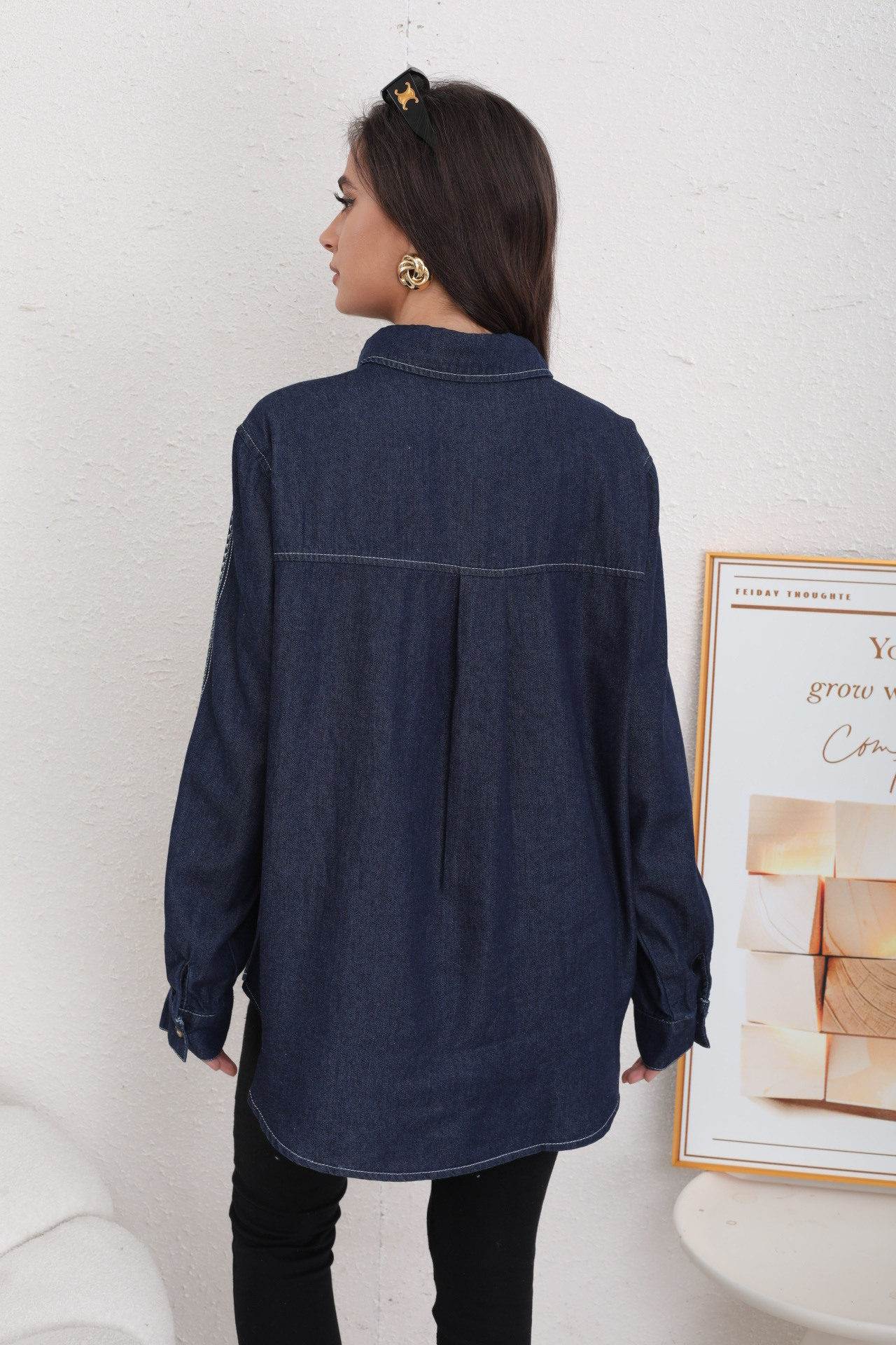 Chemise Jean brodé à motif rayé - Image 5
