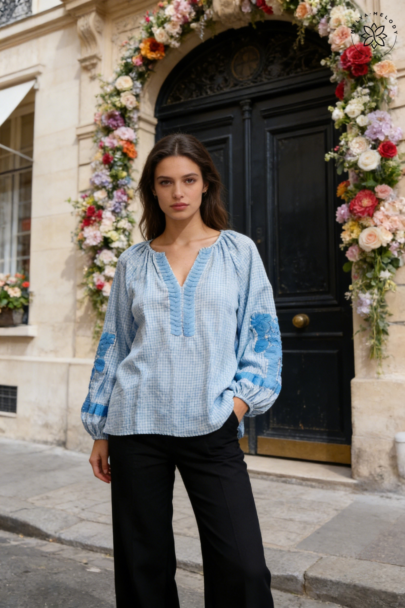 Chemise blouse à Carreaux en broderie - Image 4