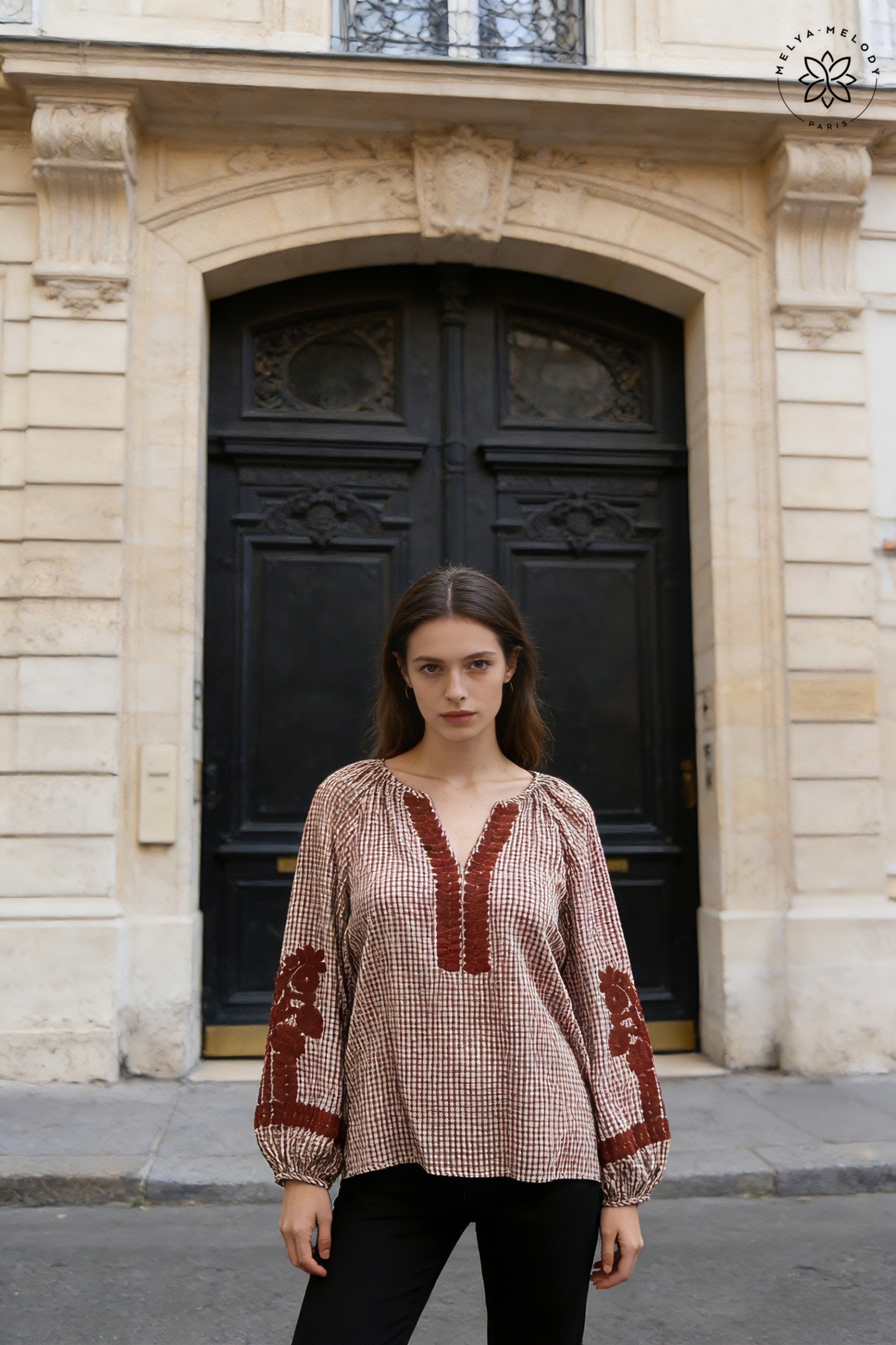 Chemise blouse à Carreaux en broderie - Image 11