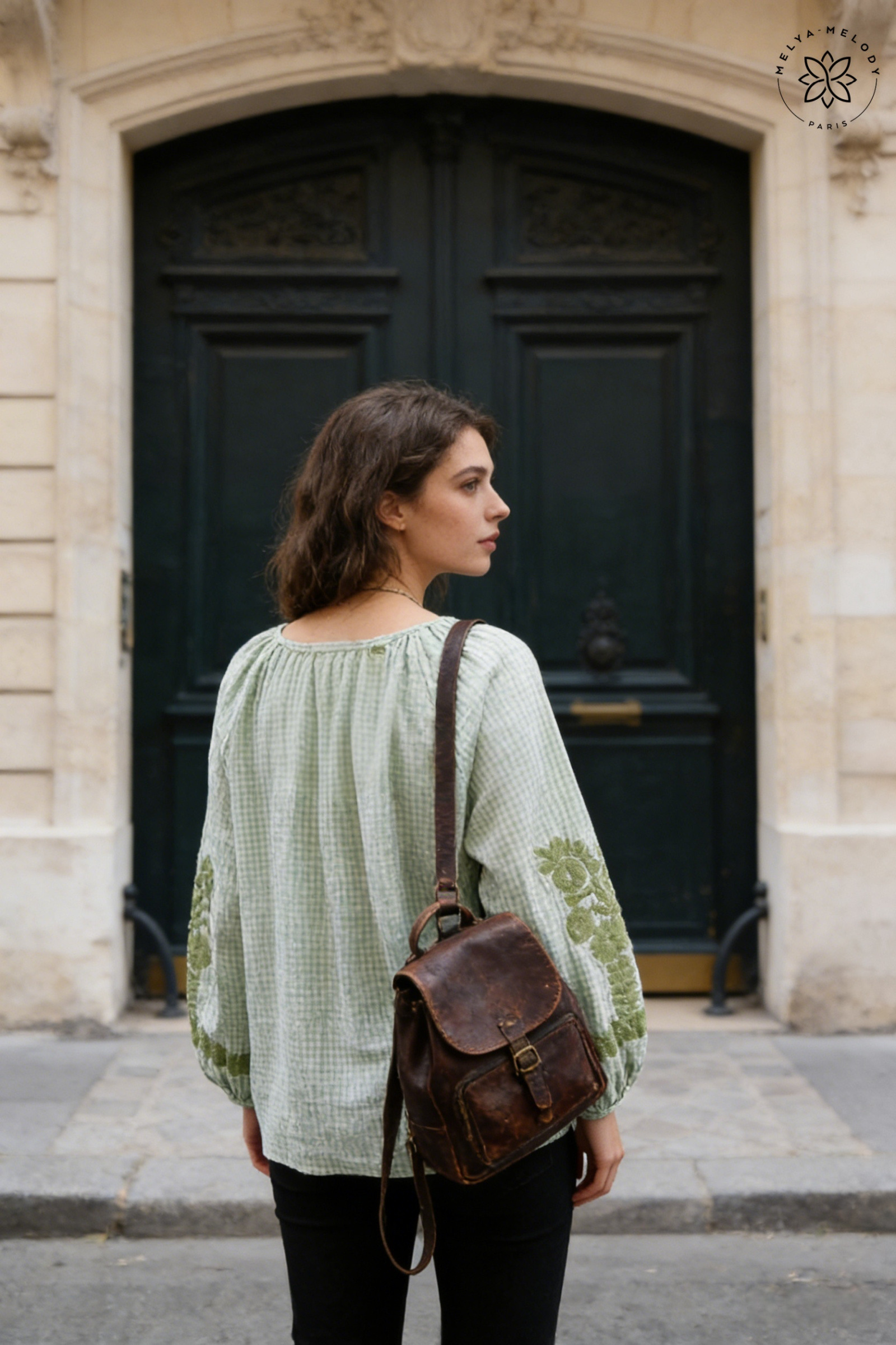 Chemise blouse à Carreaux en broderie - Image 10