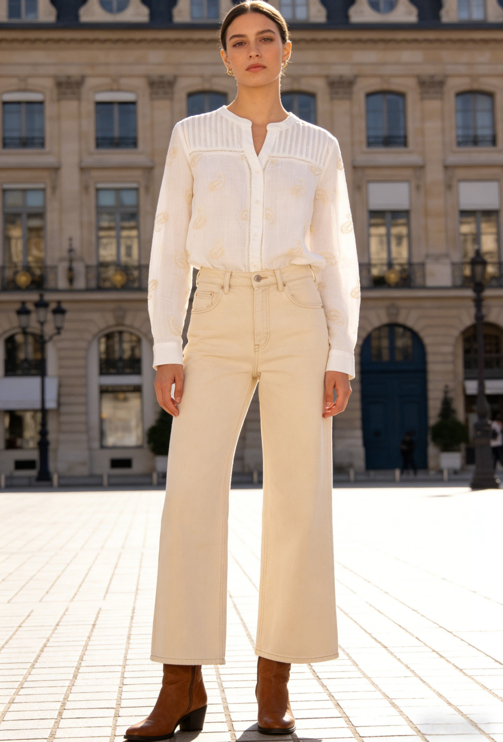 Chemise plissée en broderie - Image 2