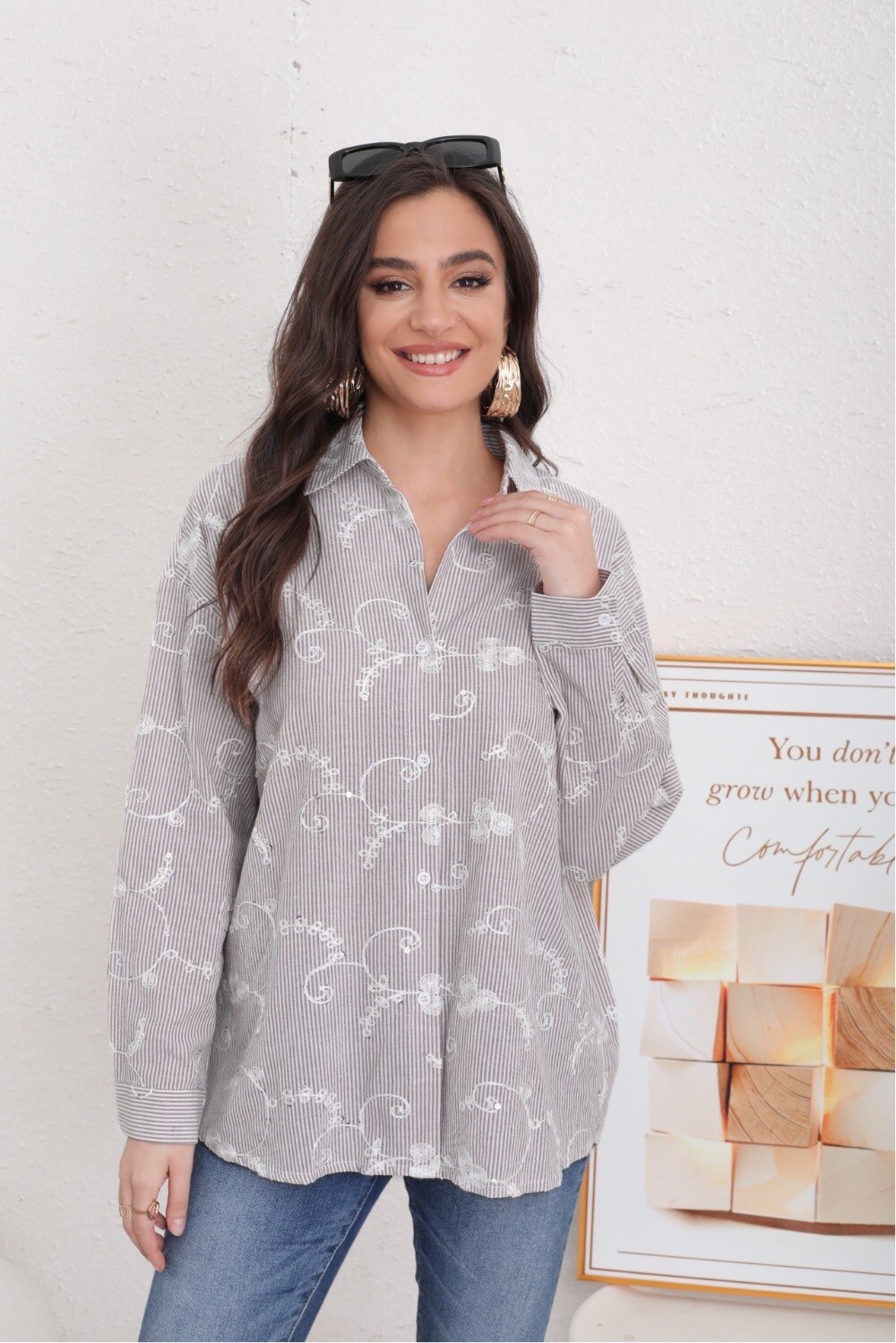 Wholesaler Melya Melody - Shirt with sequin embroidery