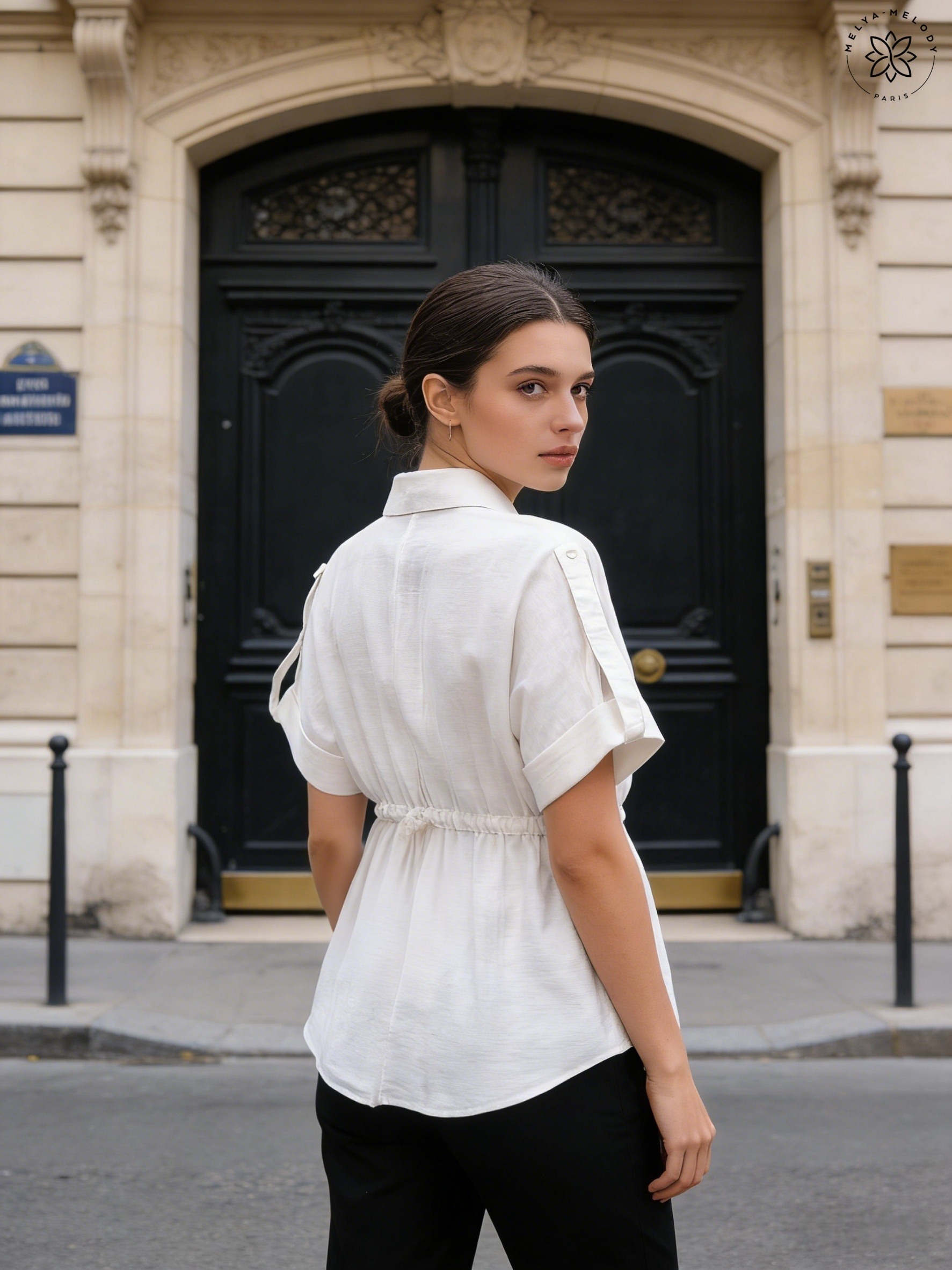 Camicia Top a manica corta con tasca - Image 4