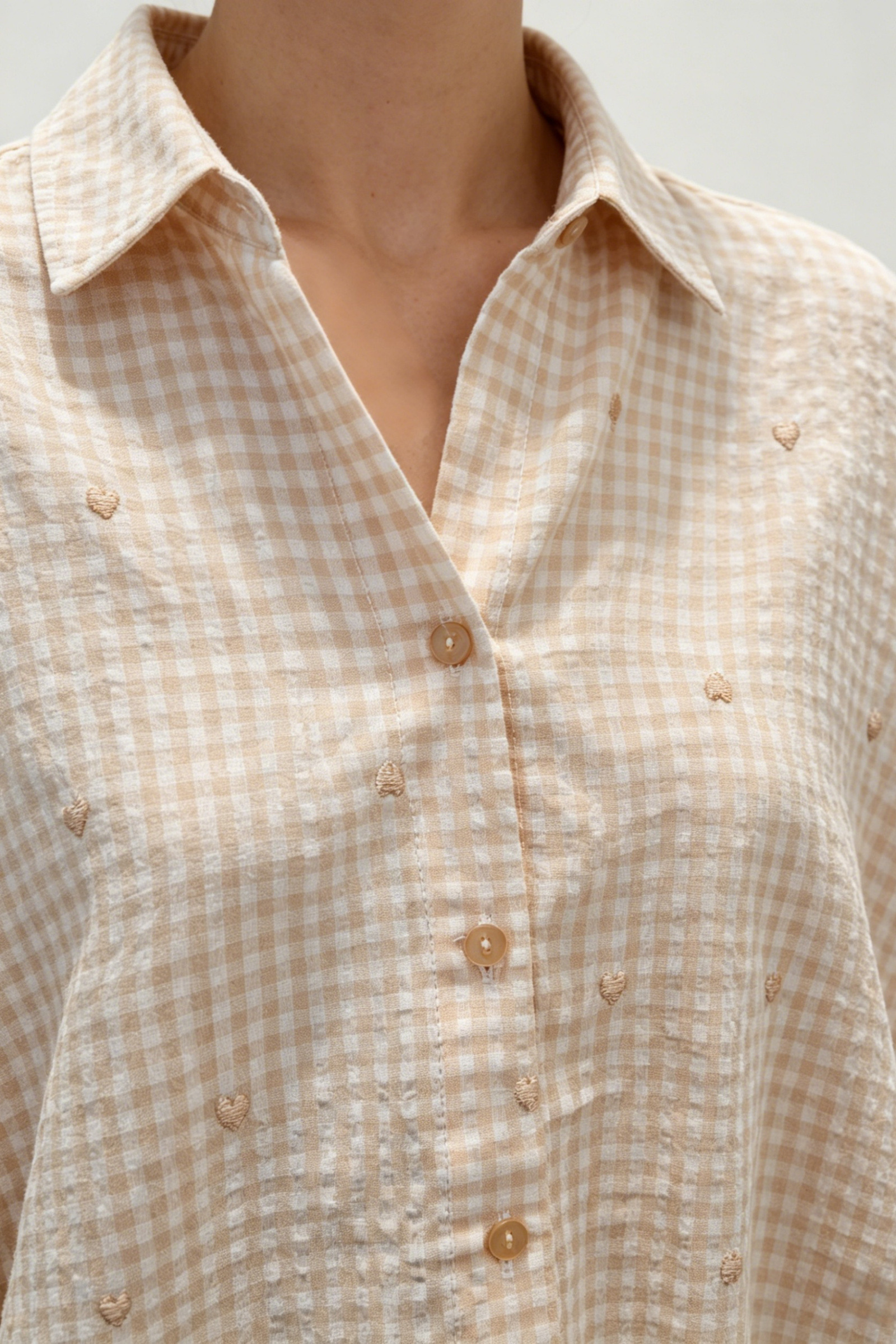 Embroidered Heart Vichy Cotton Shirt - Image 5