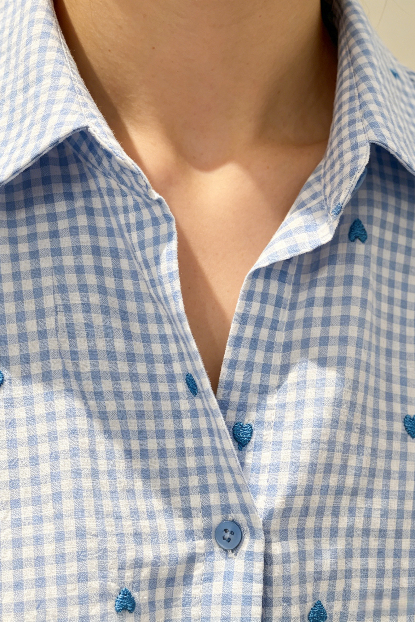 Embroidered Heart Vichy Cotton Shirt - Image 4