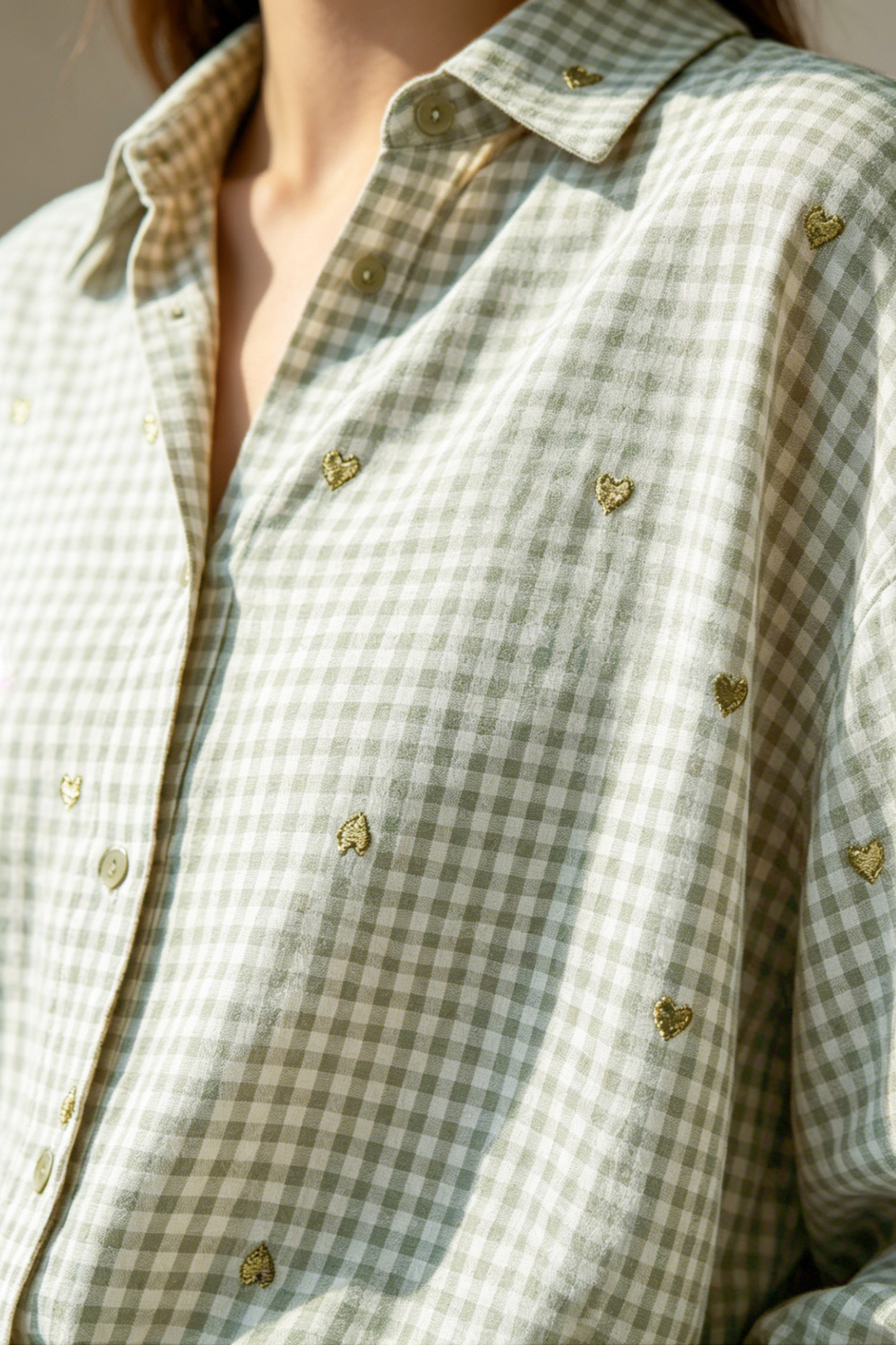 Embroidered Heart Vichy Cotton Shirt - Image 6