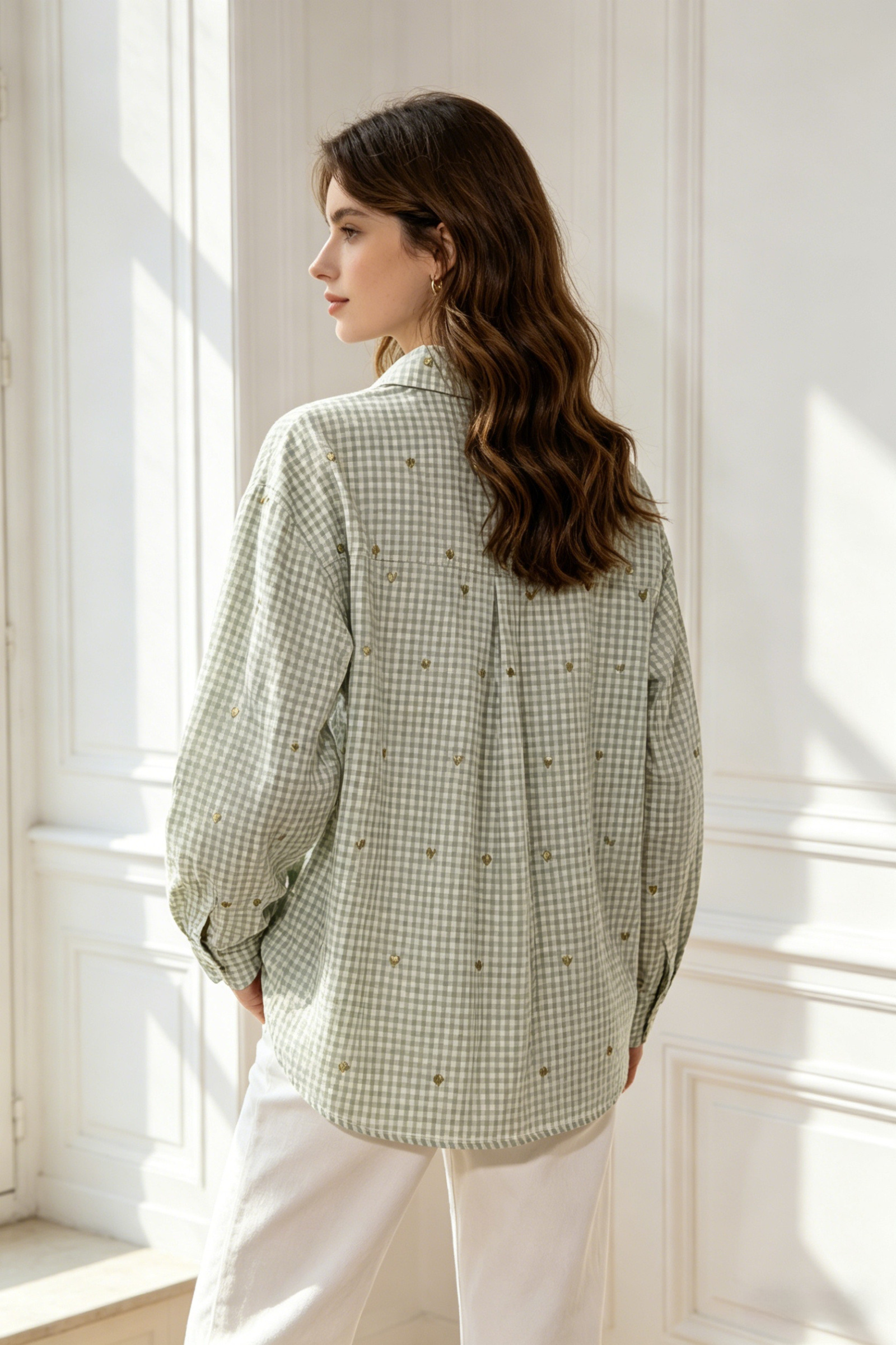Embroidered Heart Vichy Cotton Shirt - Image 10