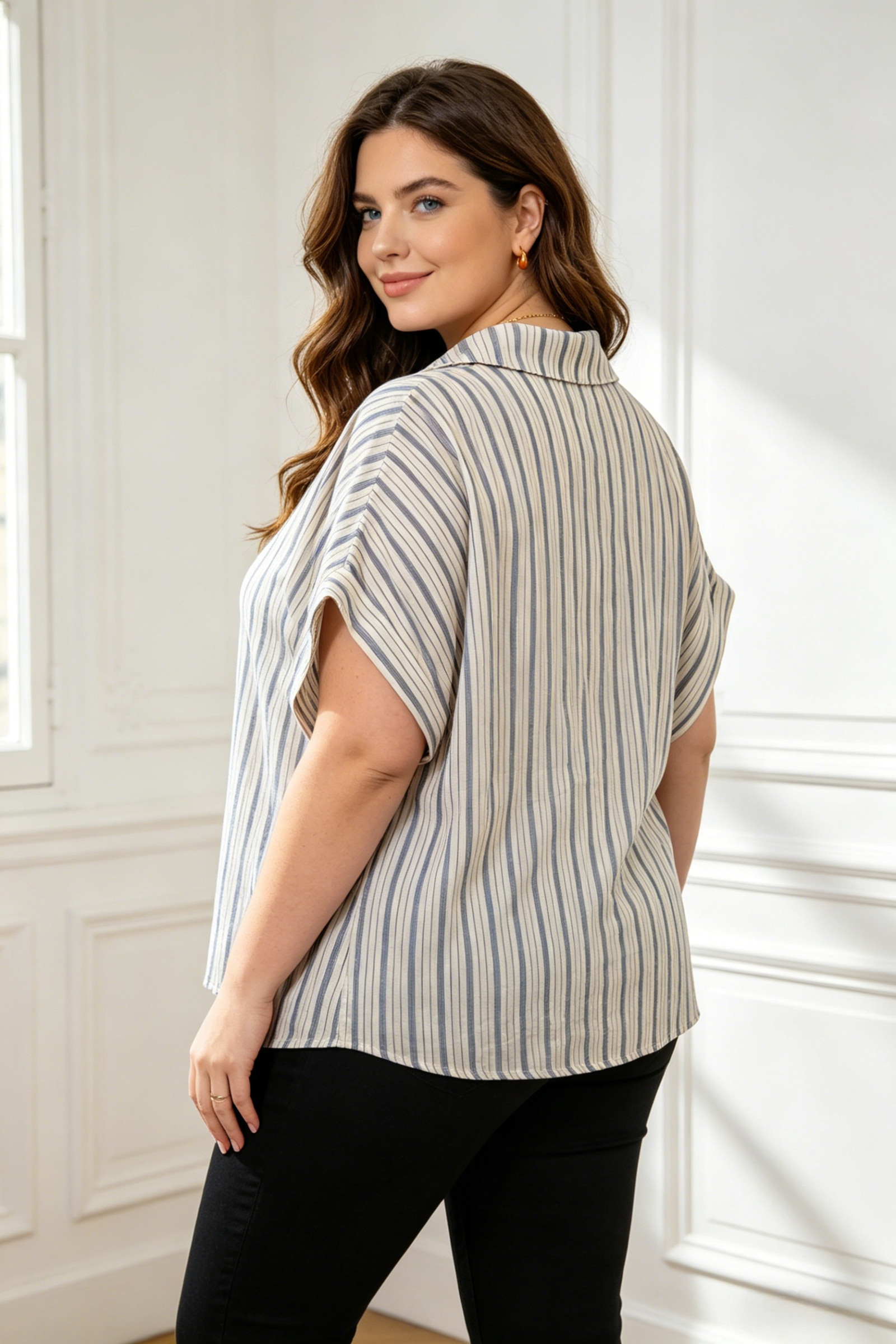 Chemise rayée en manches courtes Grande Taille - Image 3