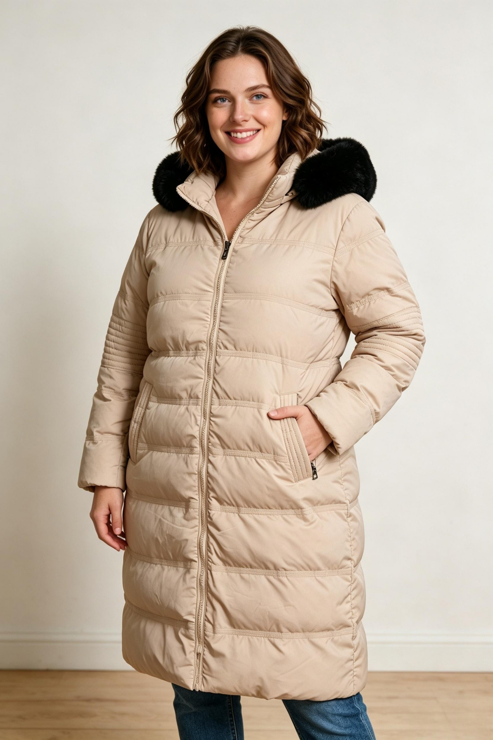 Wholesaler Melya Melody - Puffer jacket with removable hood In Plus Size