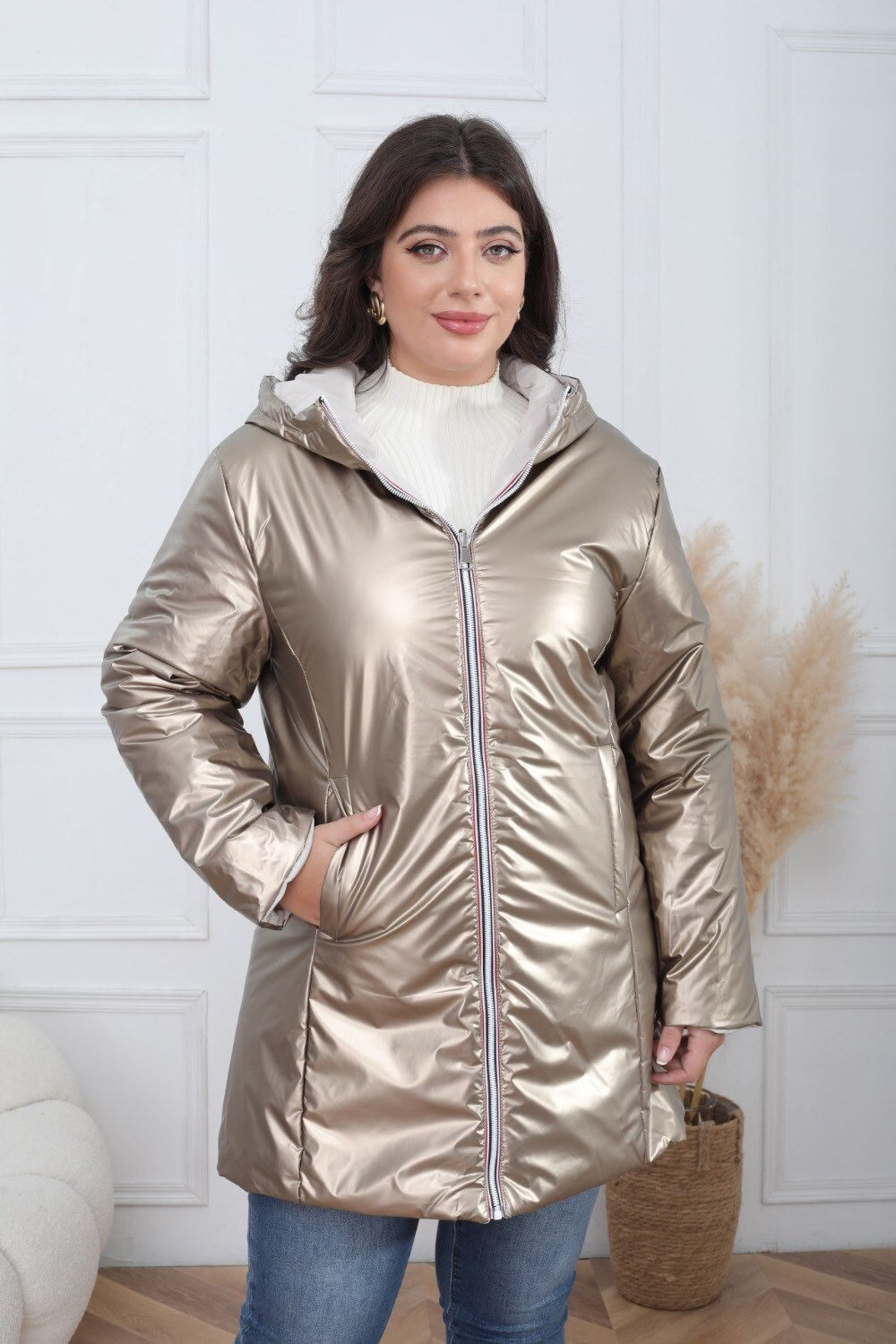 Waterproof Reversible Padded Plus Size Puffer Jacket - Image 15