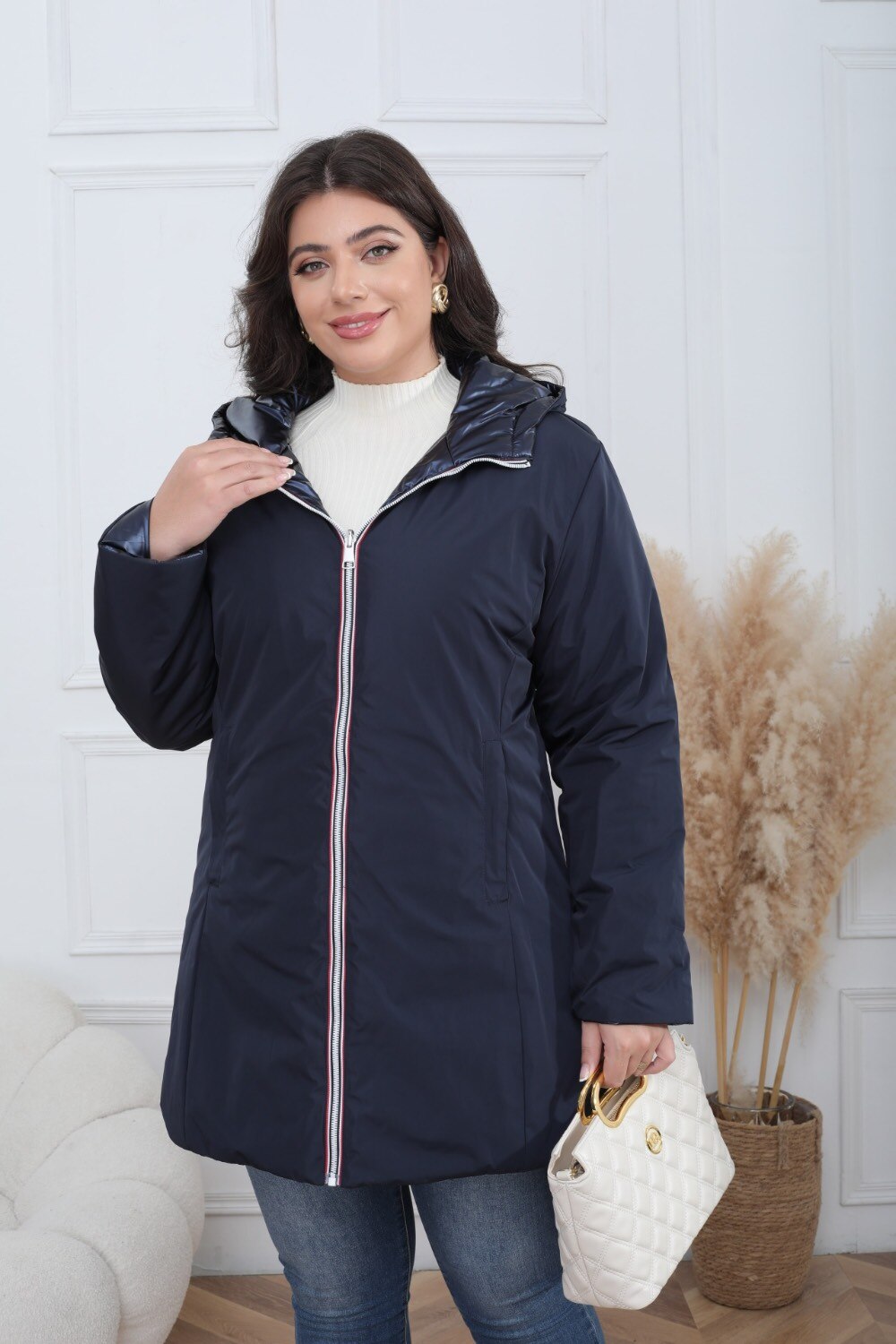 Waterproof Reversible Padded Plus Size Puffer Jacket - Image 2