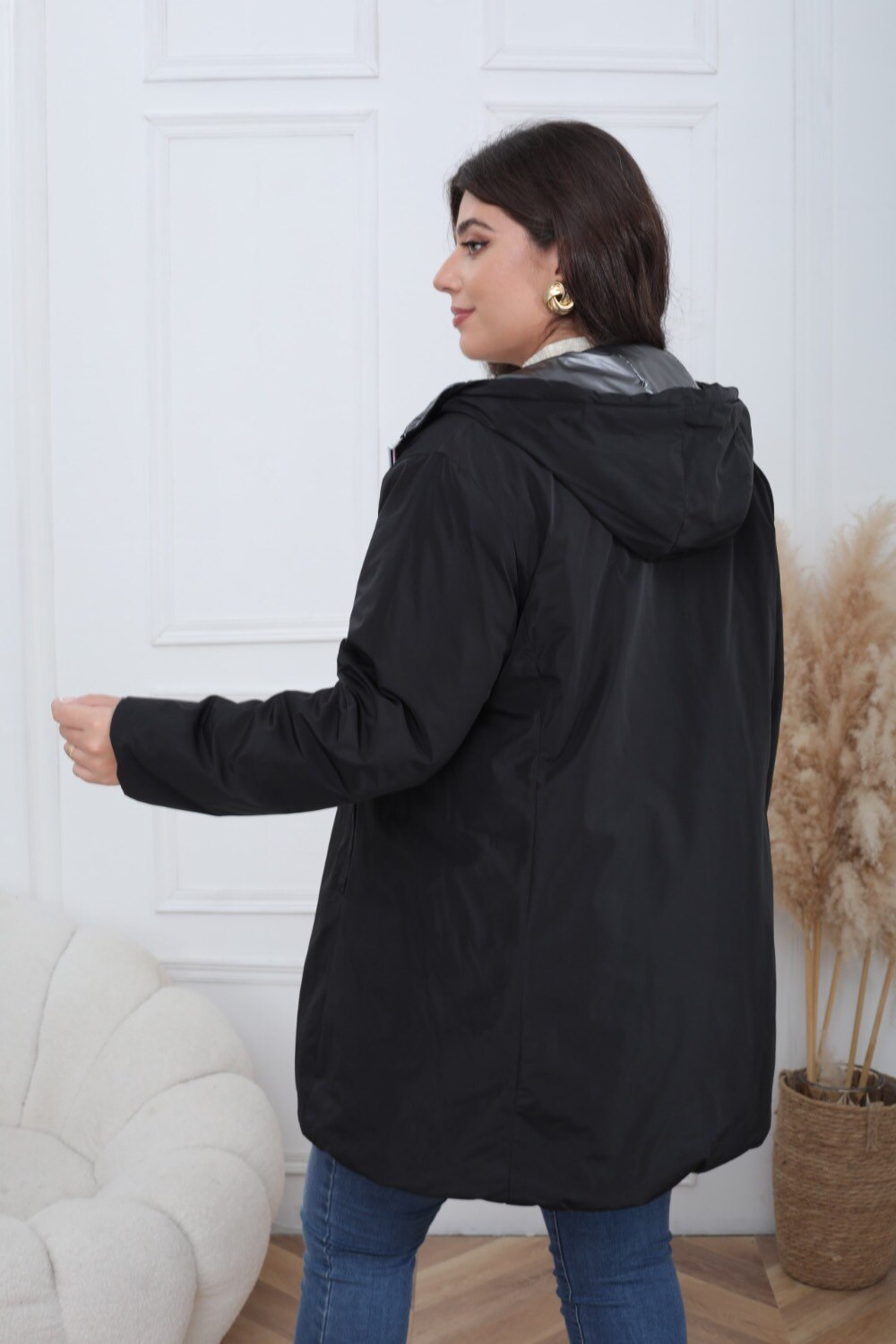 Waterproof Reversible Padded Plus Size Puffer Jacket - Image 11
